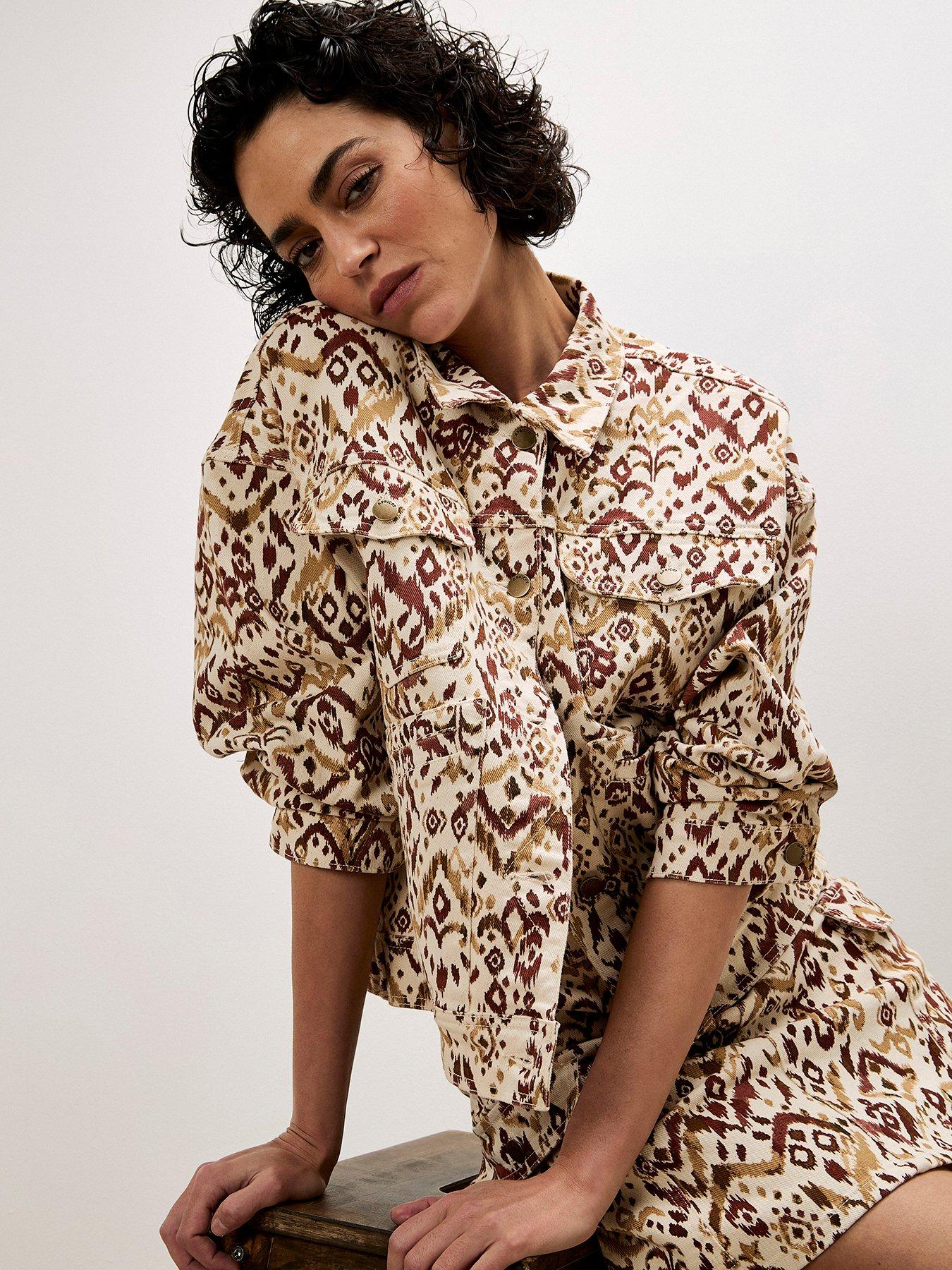  image of apricot-ikat-denim-jacket