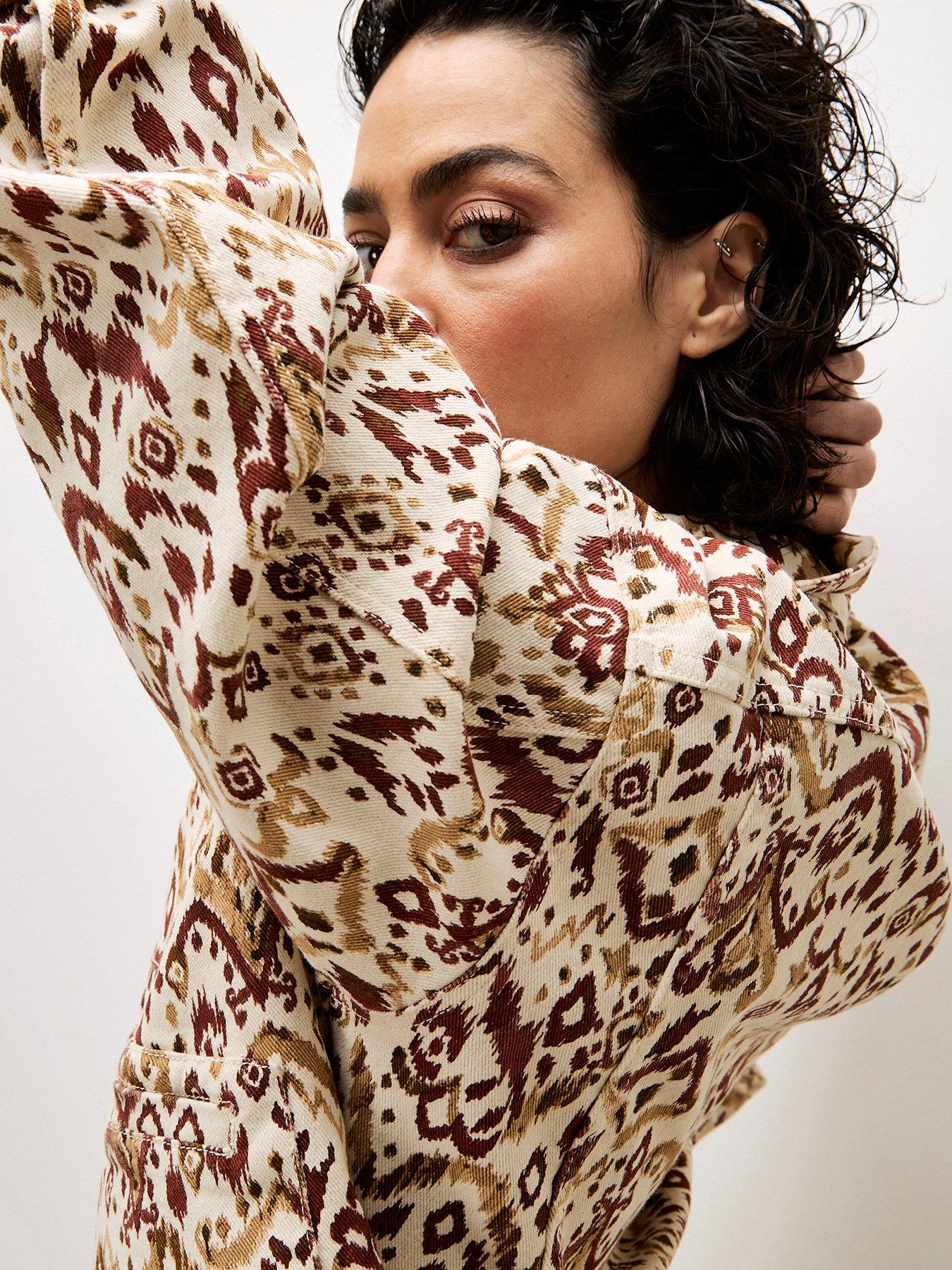  image of apricot-ikat-denim-jacket