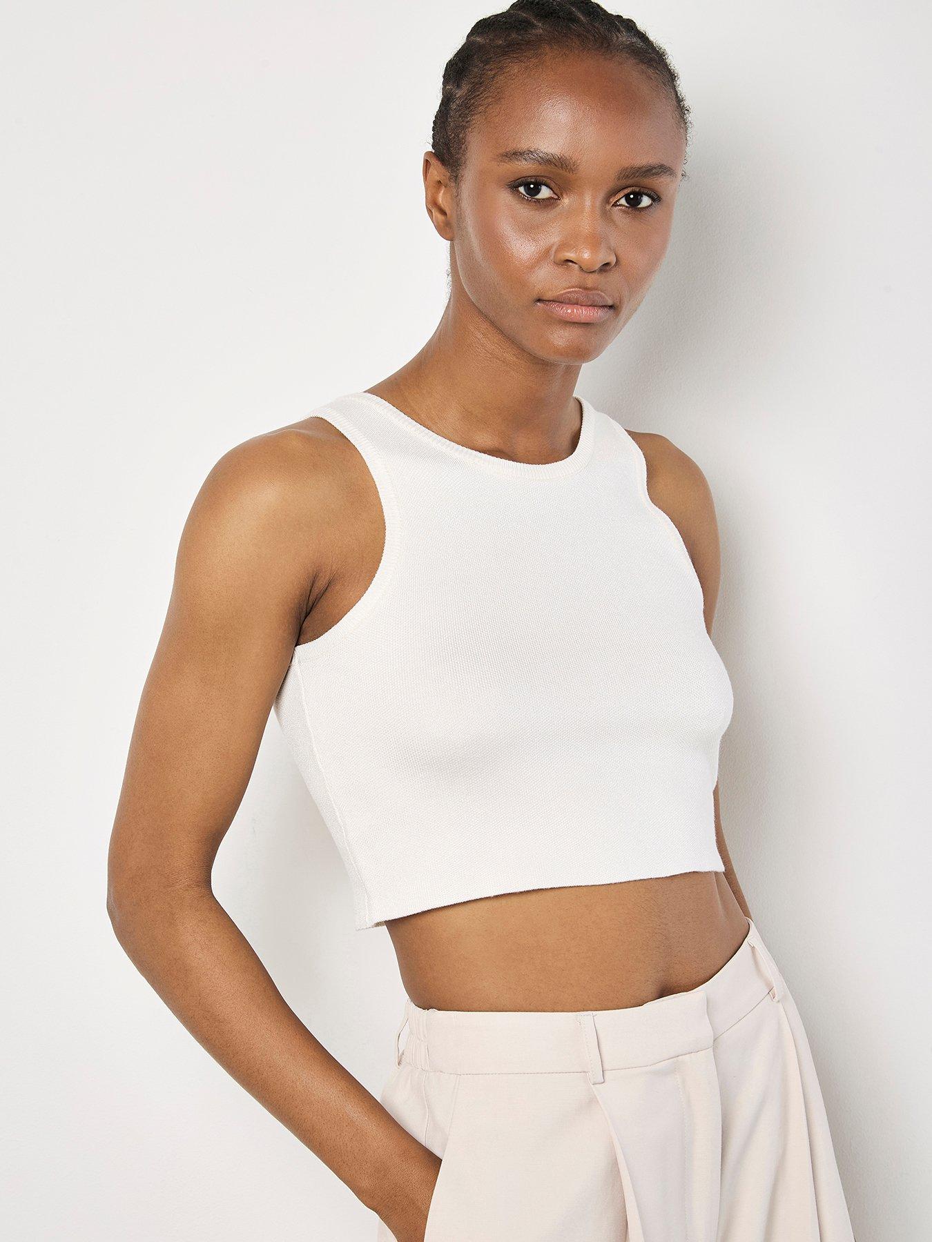 undefined Racer Knitted Crop Top - White