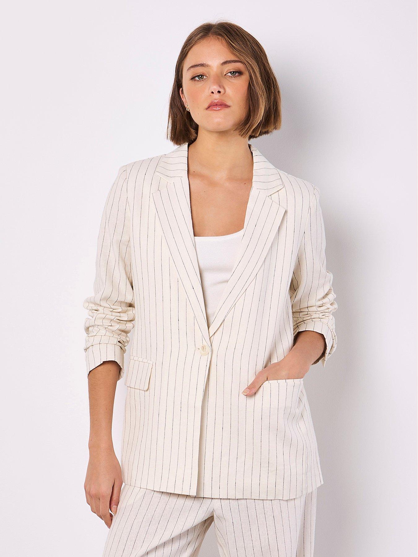 apricot-pinstripe-linen-blazer
