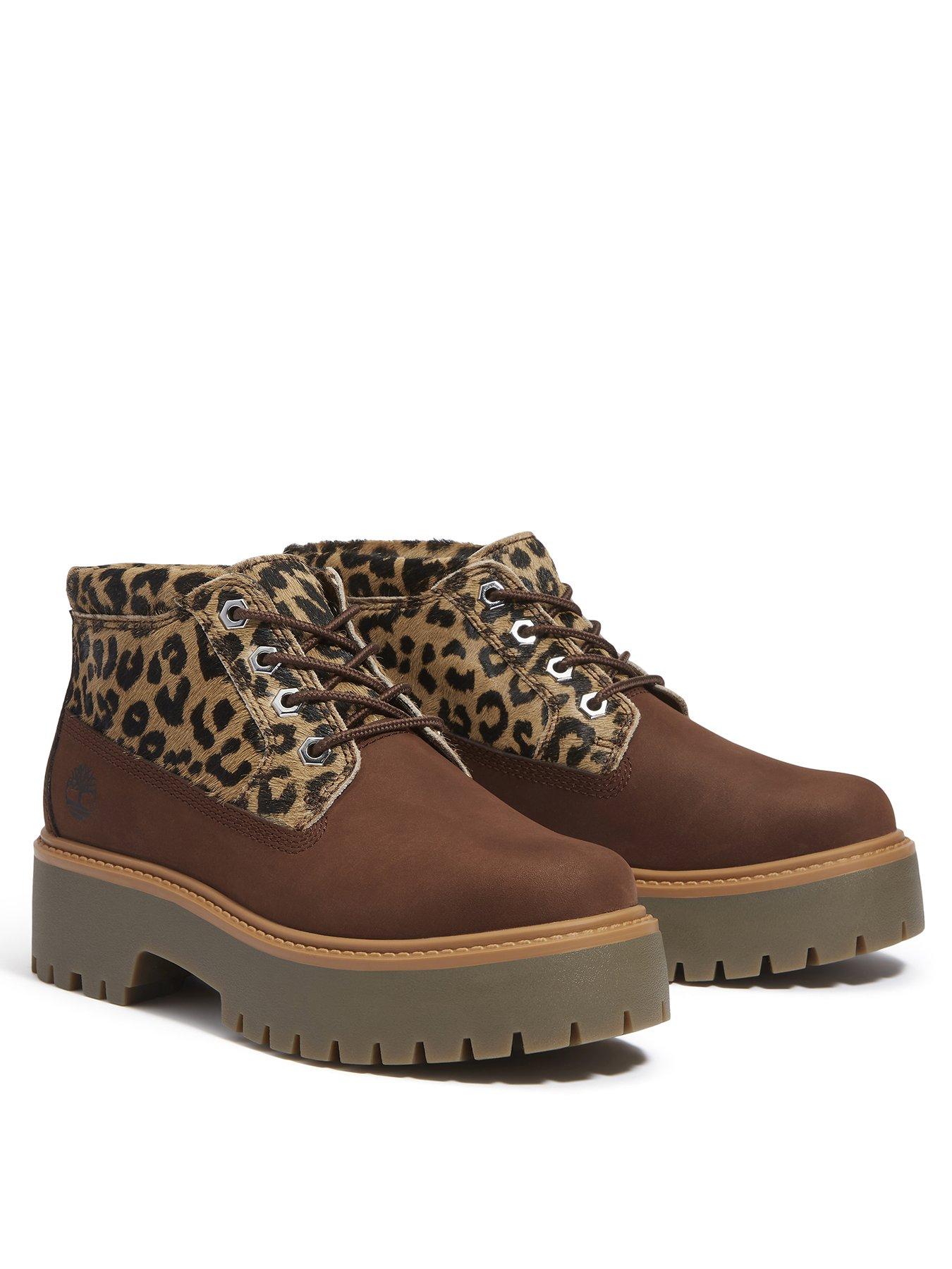 Image 2 of 7 of Timberland Stone Steet Leopard Print Lace-up Boot - Medium Brown