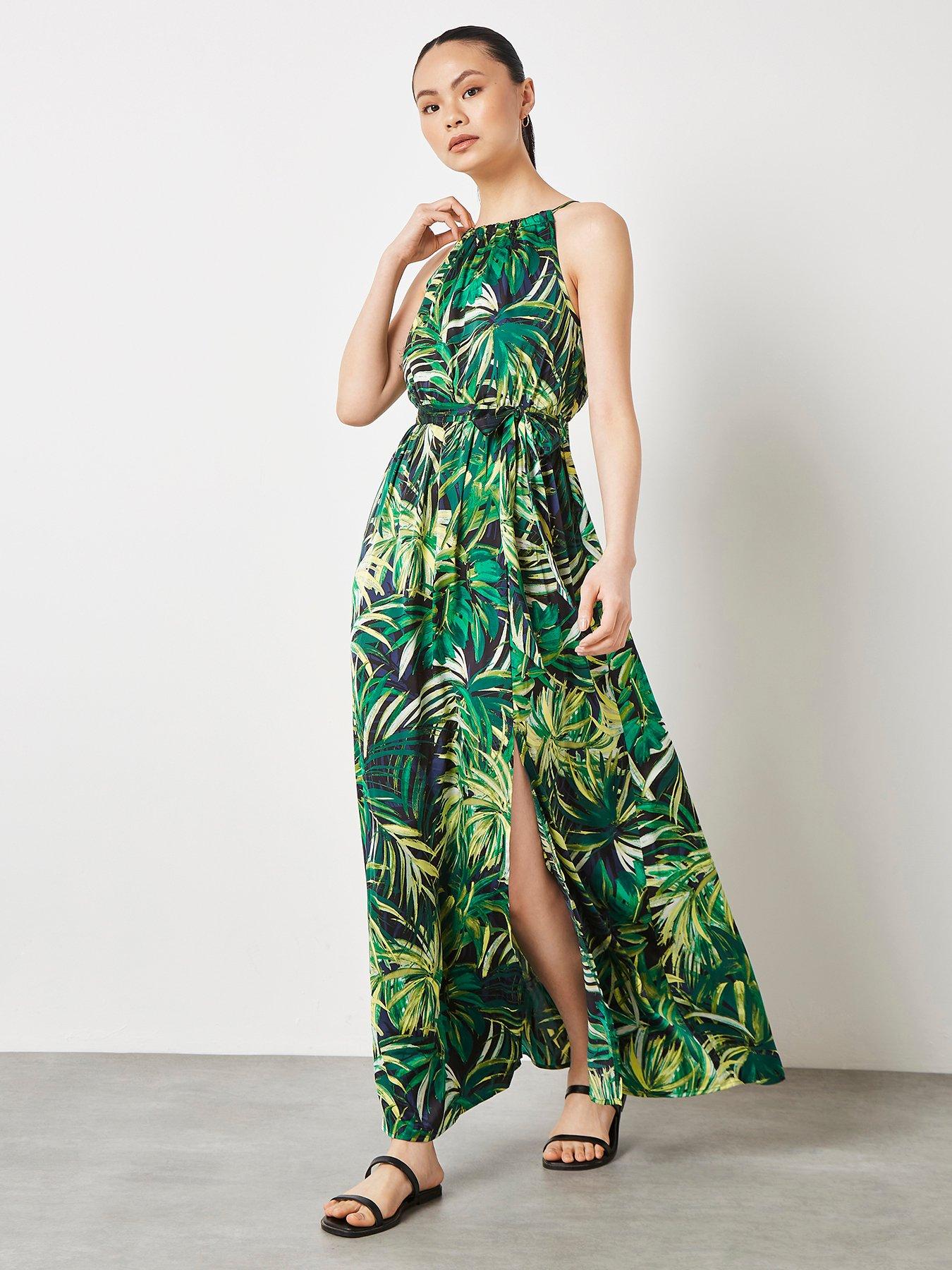undefined Halterneck Tropical Maxi Dress - Blue