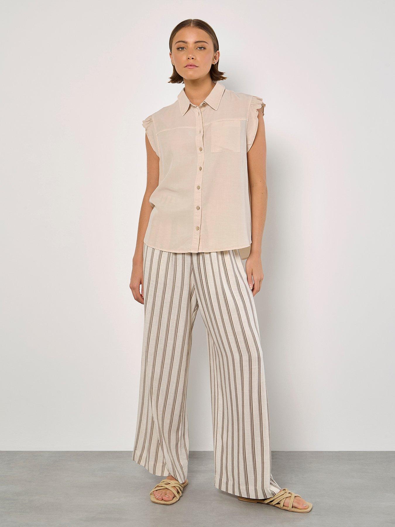  image of apricot-ruffle-sleeve-soft-slub-blouse