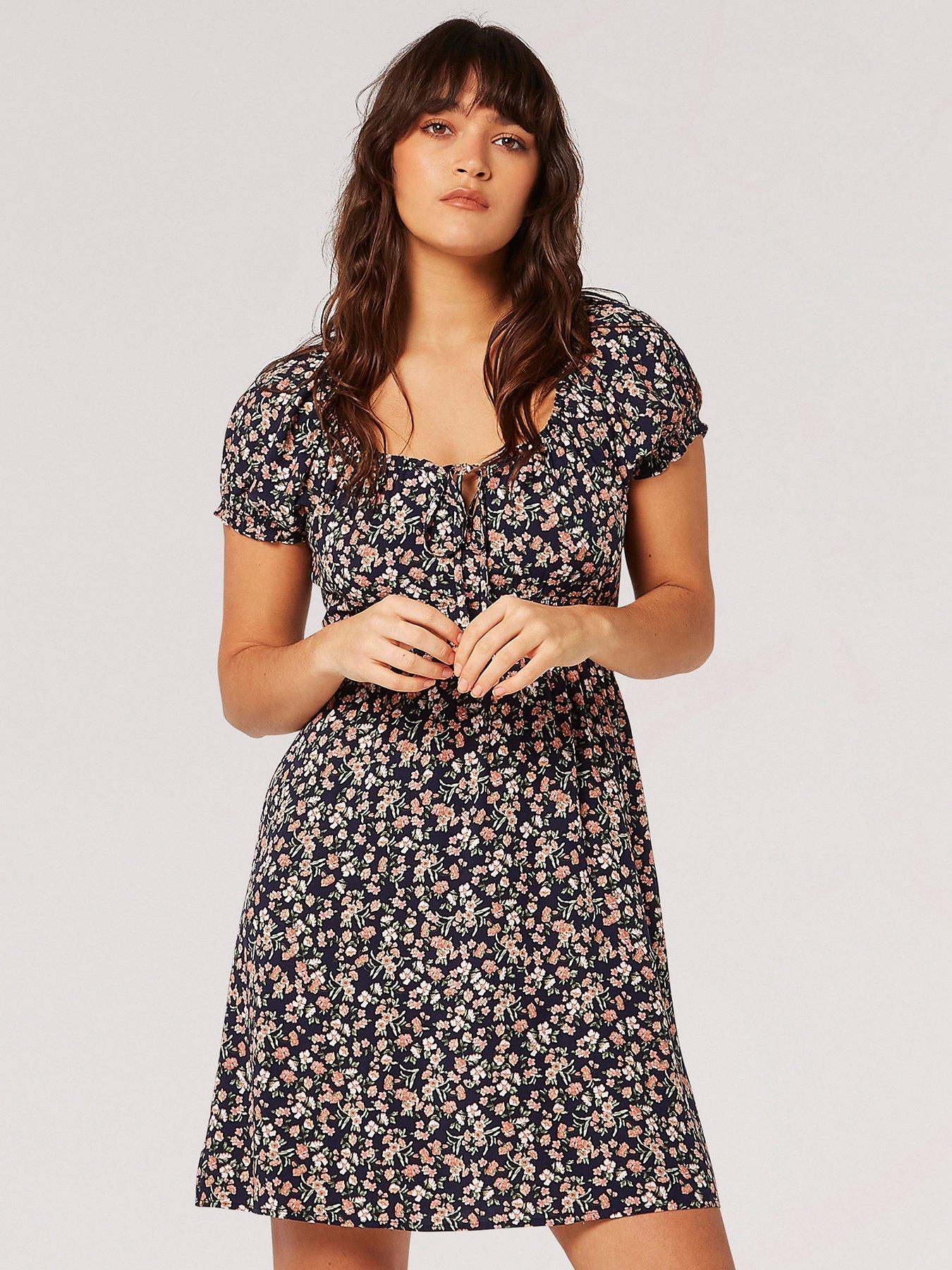 undefined Sketch Ditsy Mini Milkmaid Dress