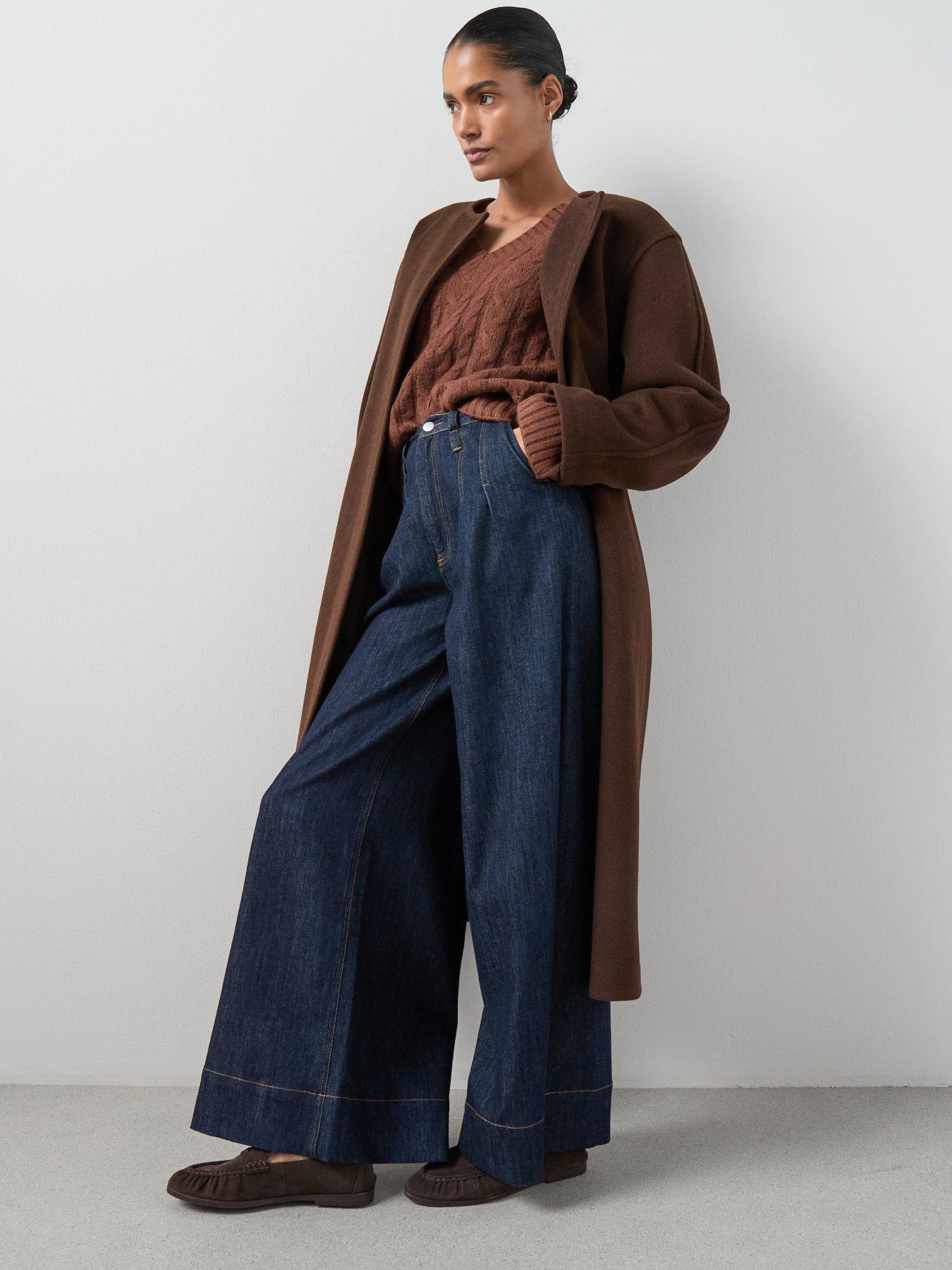 Image 3 of 6 of The Very Collection Cosy Yarn V Neck Cable Knit Jumper With Wool - Brown