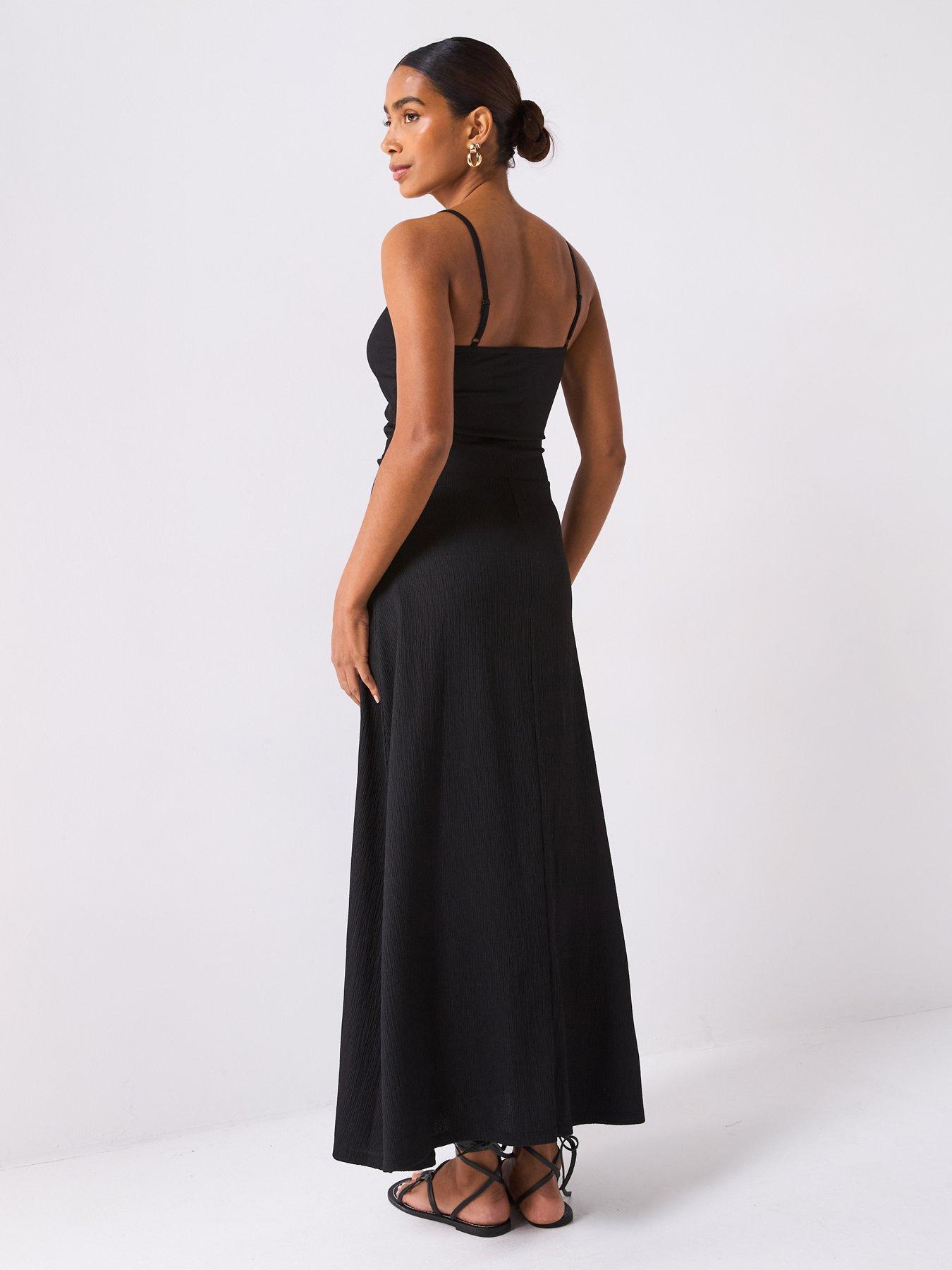 Image 2 of 6 of V by Very Shell Detail Cut Out Maxi Dress - Black