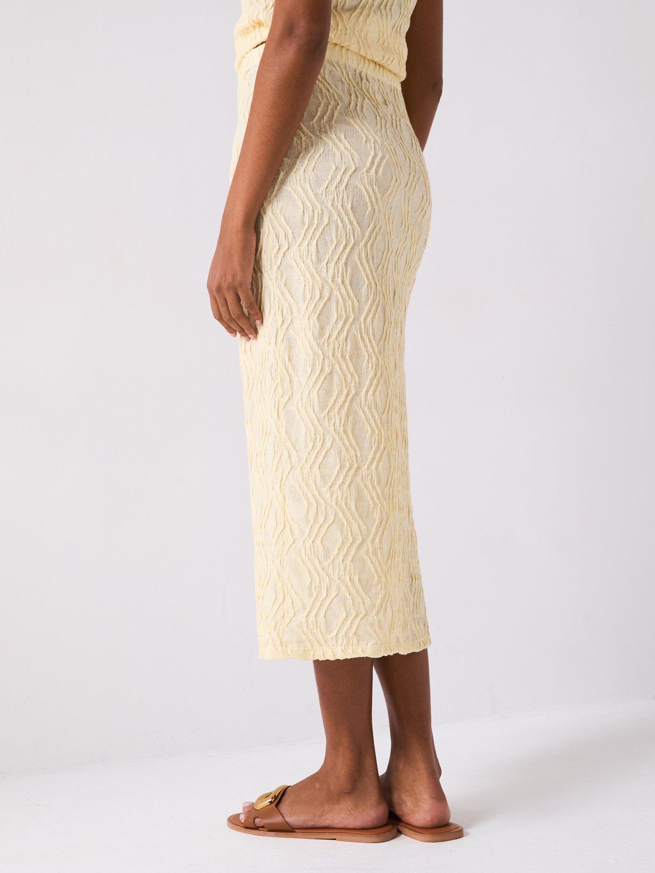 Image 2 of 6 of V by Very Textured Midaxi Skirt Co-Ord - Yellow