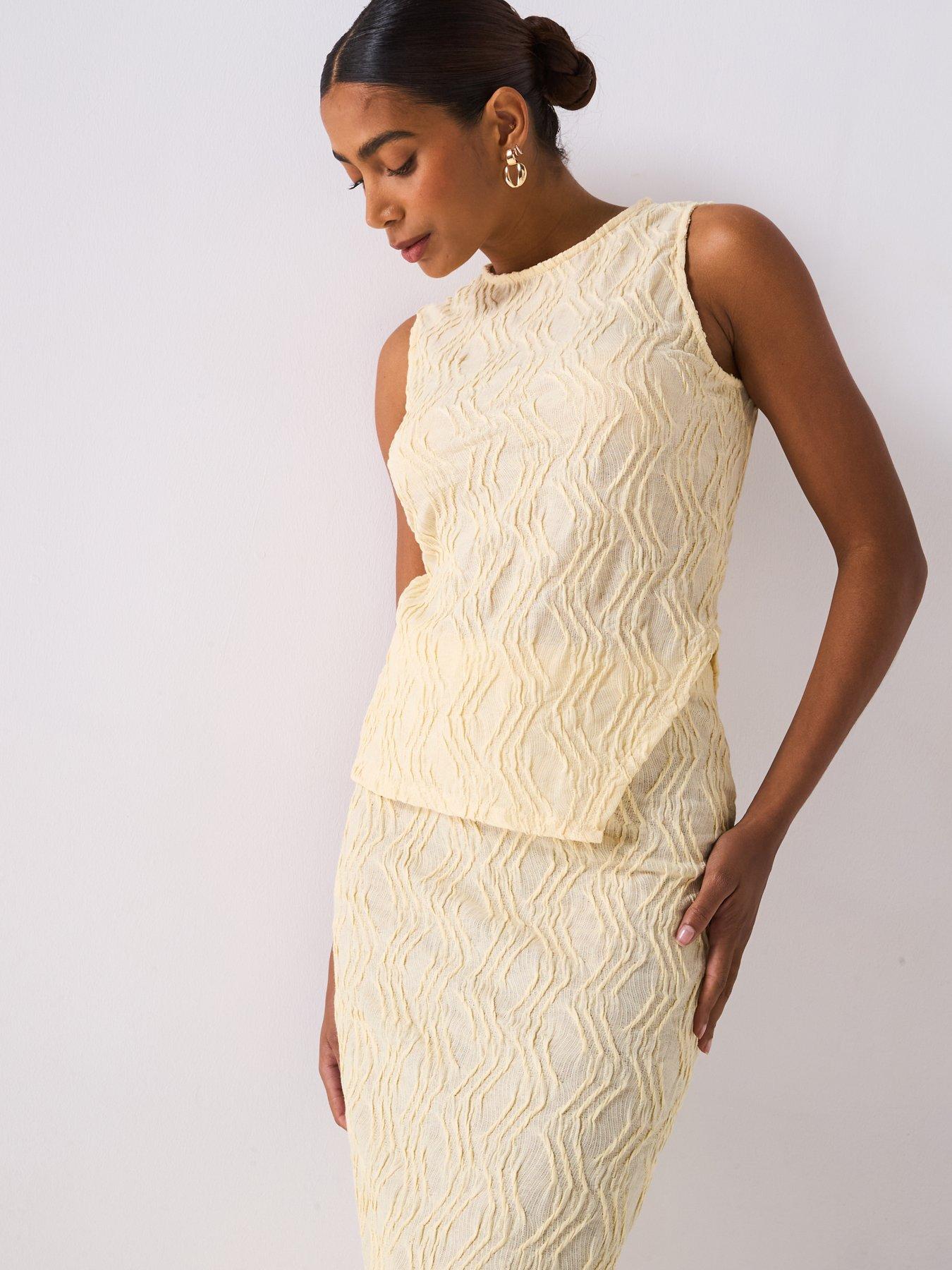 Image 5 of 6 of V by Very Textured Midaxi Skirt Co-Ord - Yellow