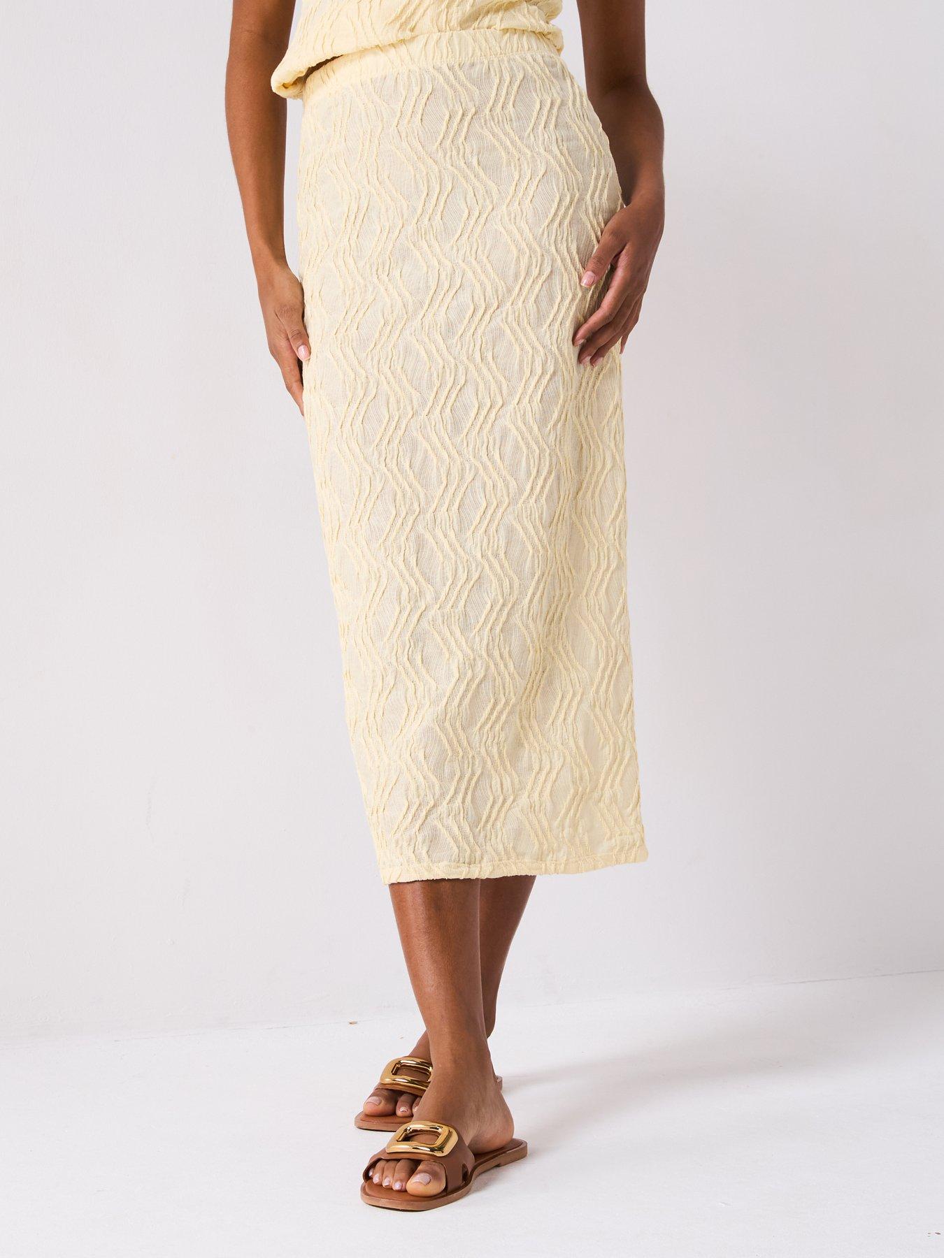 Image 6 of 6 of V by Very Textured Midaxi Skirt Co-Ord - Yellow