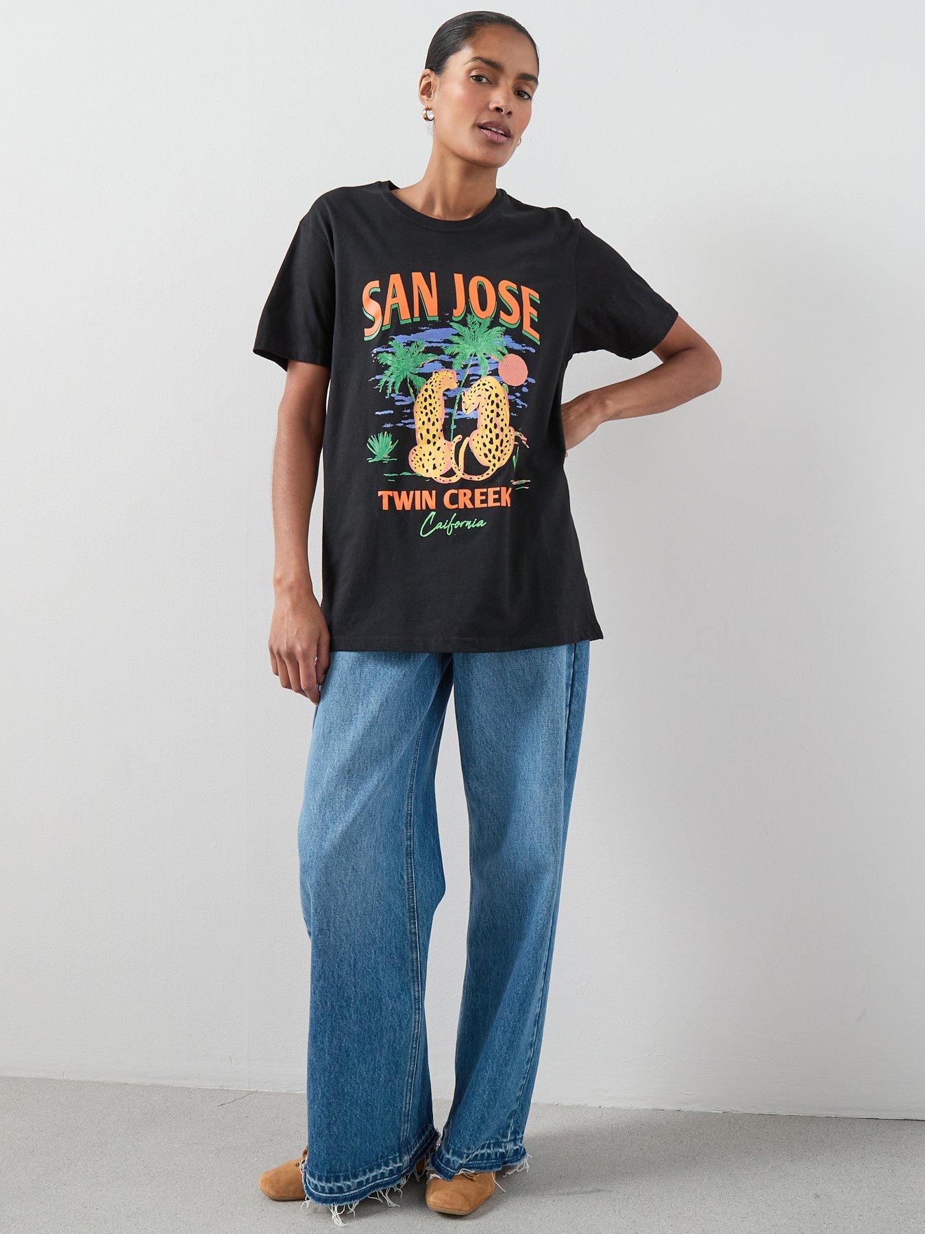  image of v-by-very-san-jose-oversized-graphic-t-shirt-black
