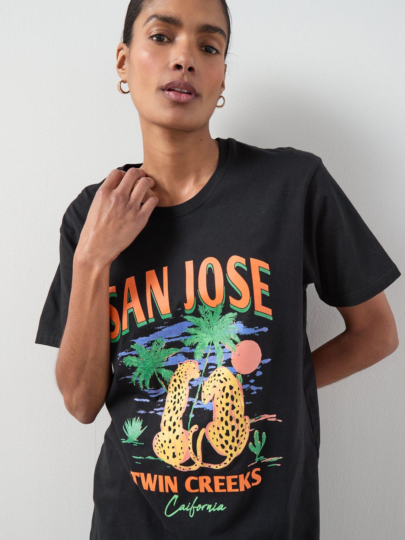  image of v-by-very-san-jose-oversized-graphic-t-shirt-black