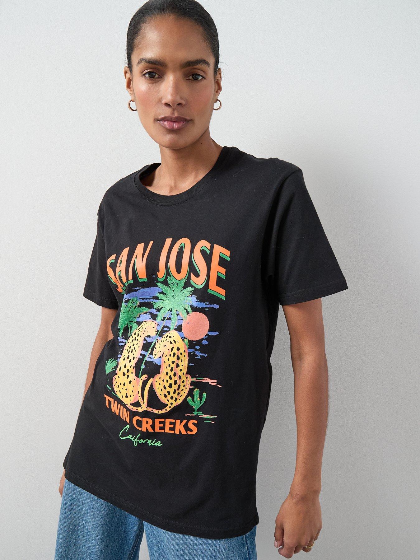  image of v-by-very-san-jose-oversized-graphic-t-shirt-black