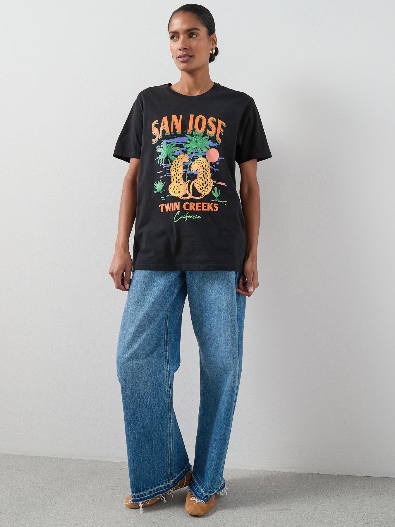  image of v-by-very-san-jose-oversized-graphic-t-shirt-black