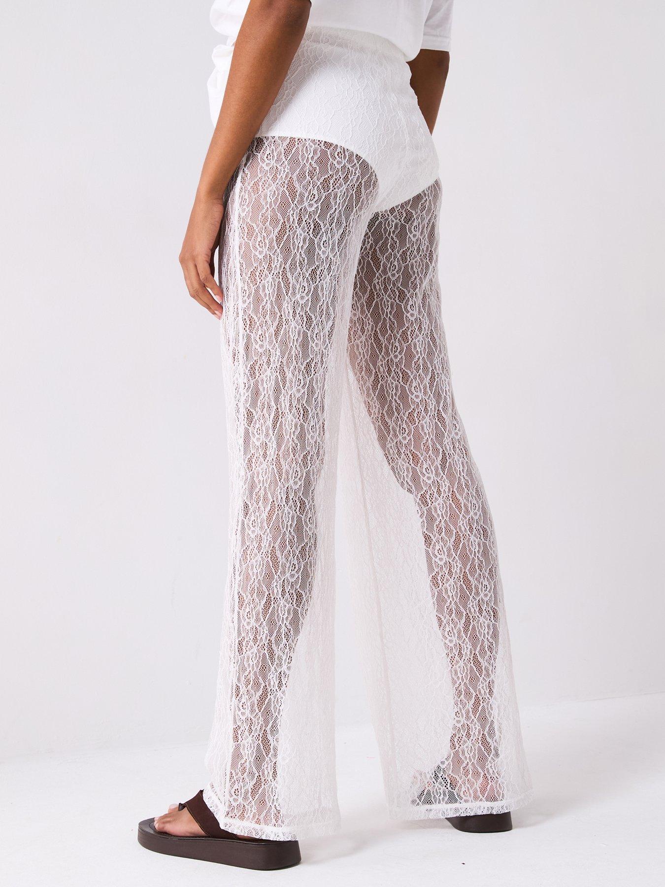 stillFront image of v-by-very-wide-leg-lace-trouser-white