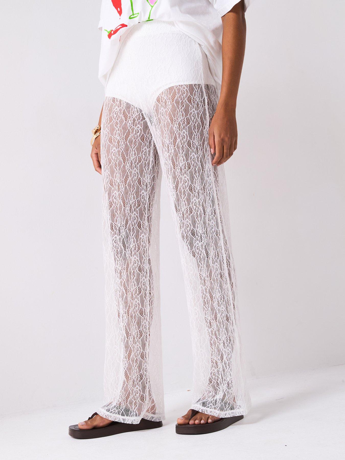  image of v-by-very-wide-leg-lace-trouser-white