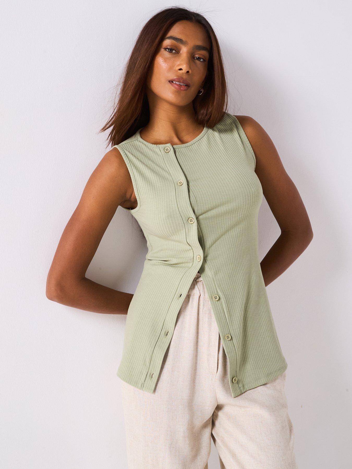 undefined Asymetric Button Up Top