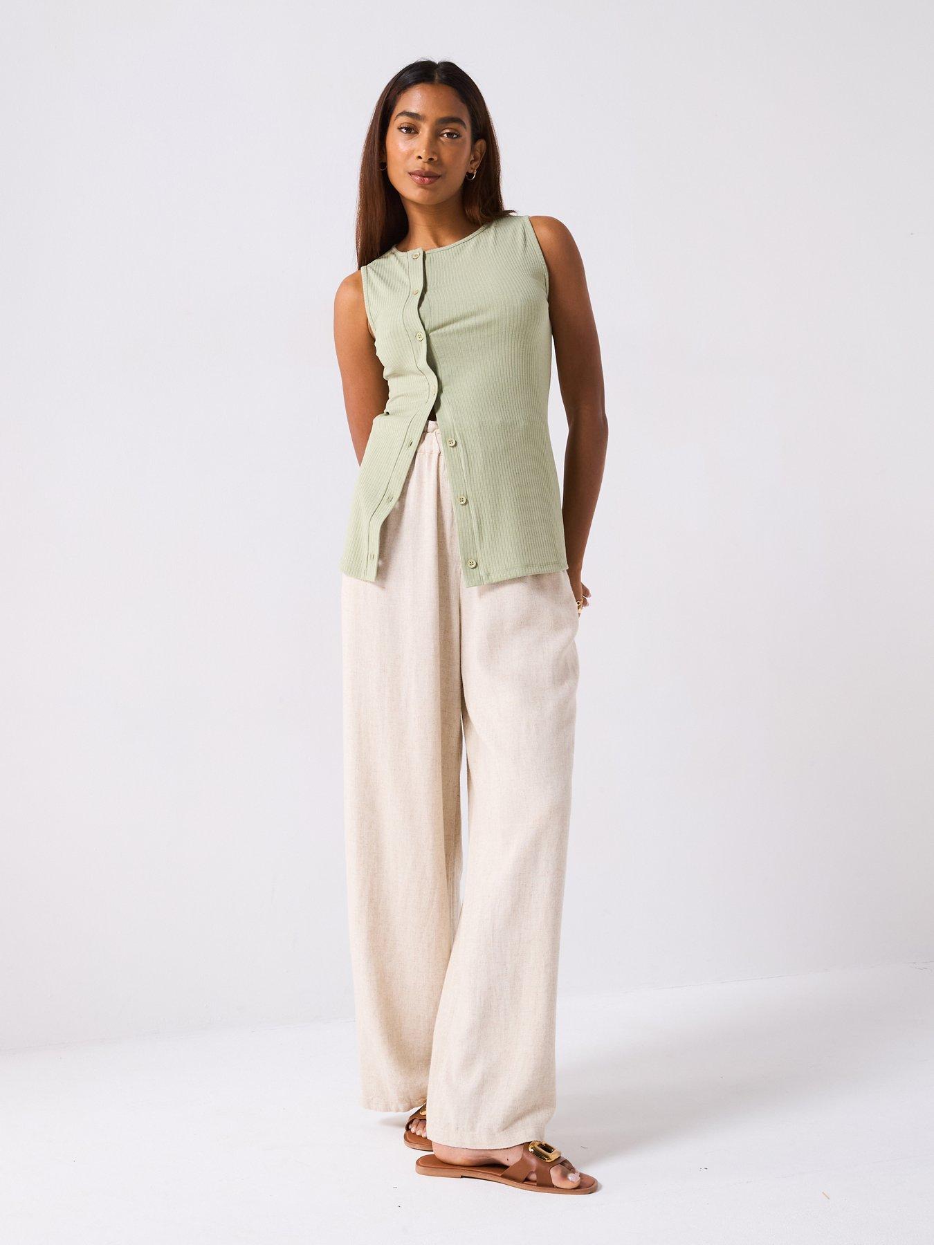 Image 3 of 6 of V by Very Asymmetric Button Up Top - Green