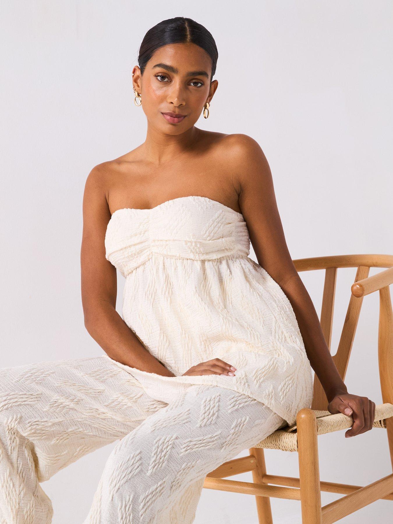 undefined Strapless Textured Boobtube Top Co-ord