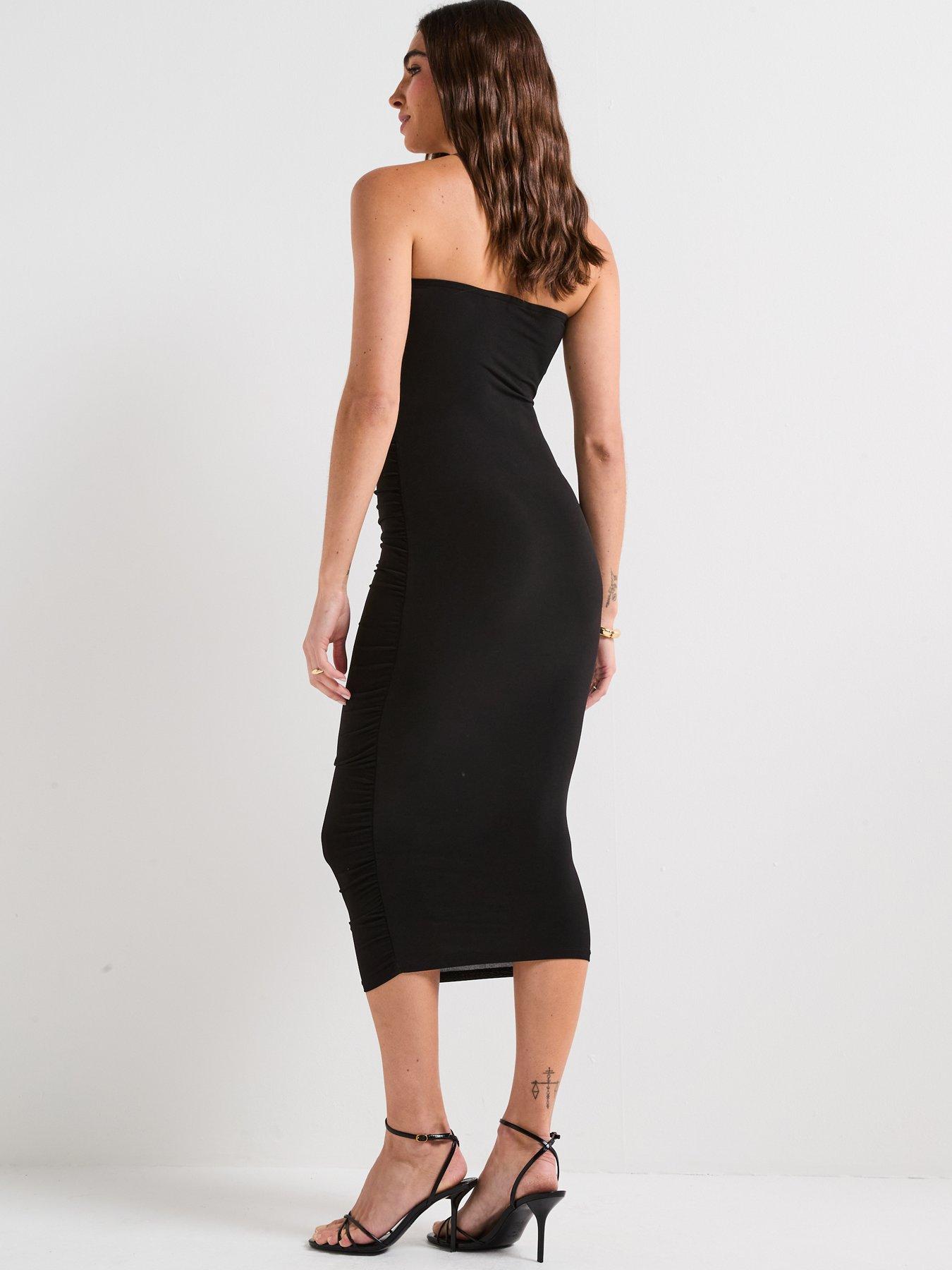 Image 2 of 5 of V by Very Trim Detail Bandeau Midaxi Dress - Black