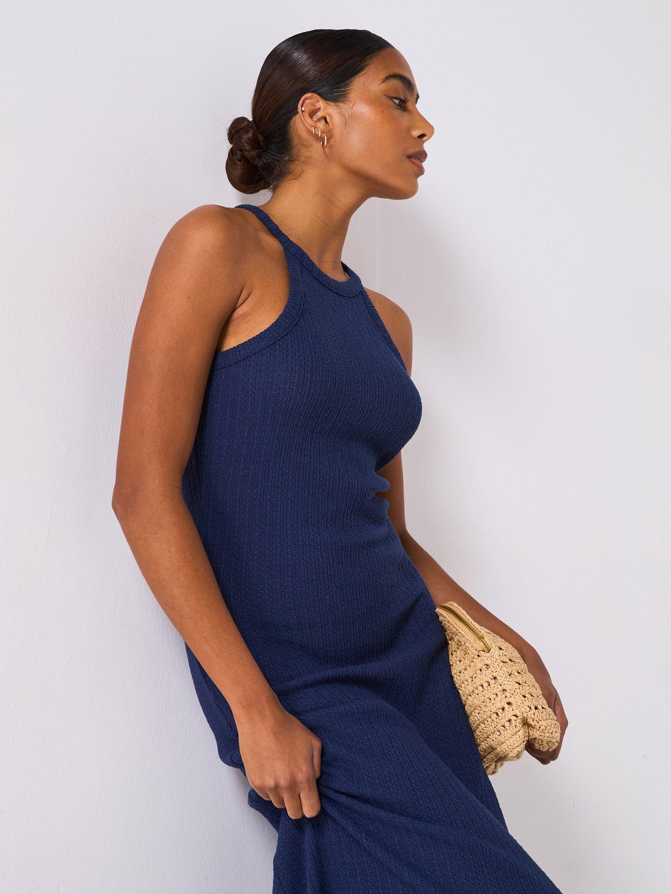 V by Very Crochet Knit Midaxi Dress - Blue | Littlewoods