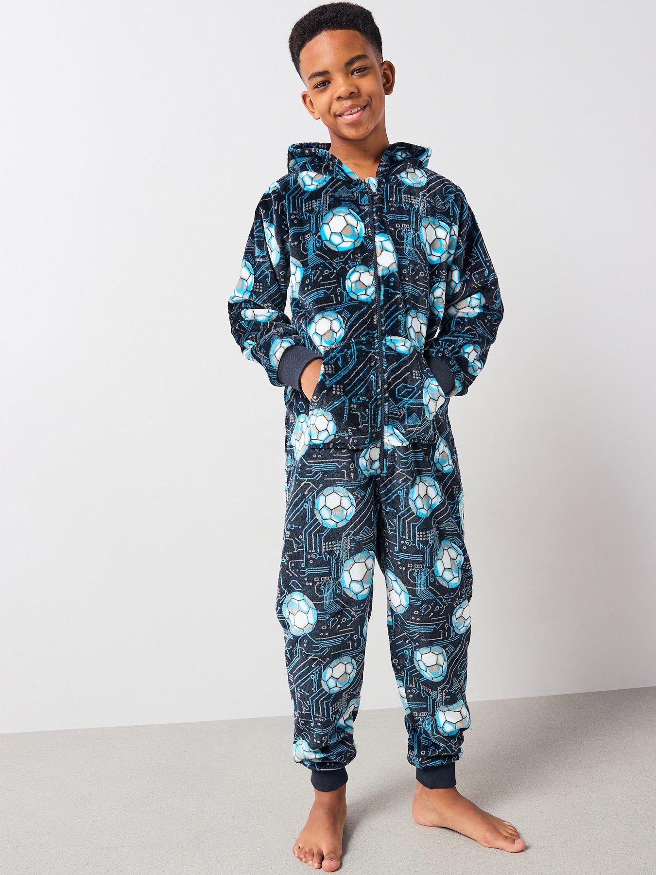The Very Collection Boy Fleece Football All-In-One - Multi