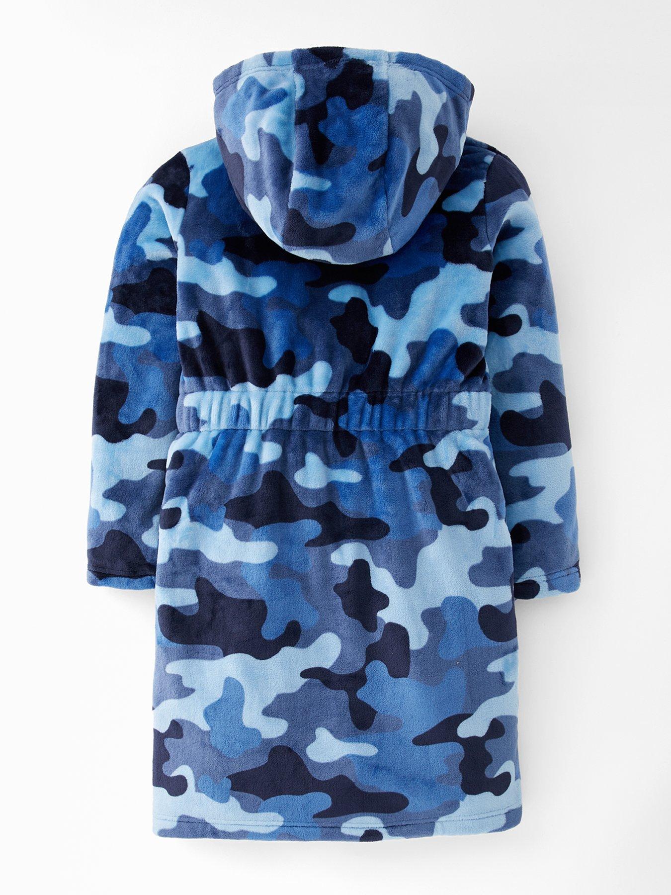  image of the-very-collection-boys-fleece-camo-dressing-gown-multi