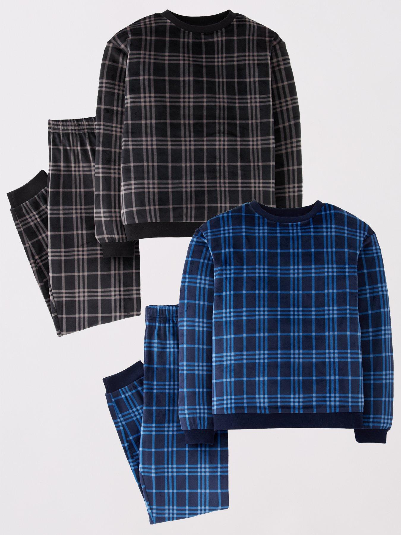 The Very Collection Boys 2 Pack Fleece Check Pyjamas - Multi