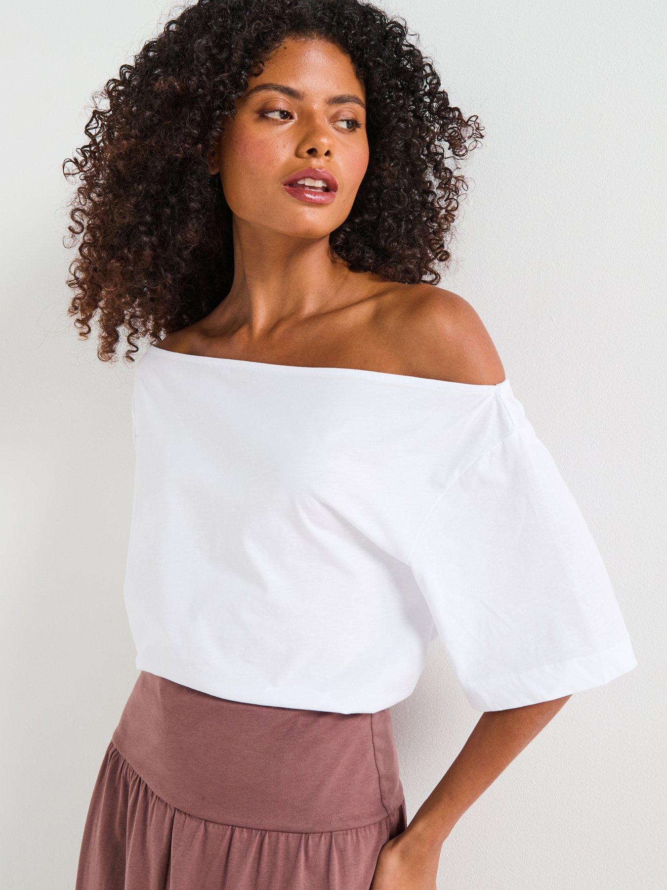 undefined Off The Shoulder Top Co-ord - White