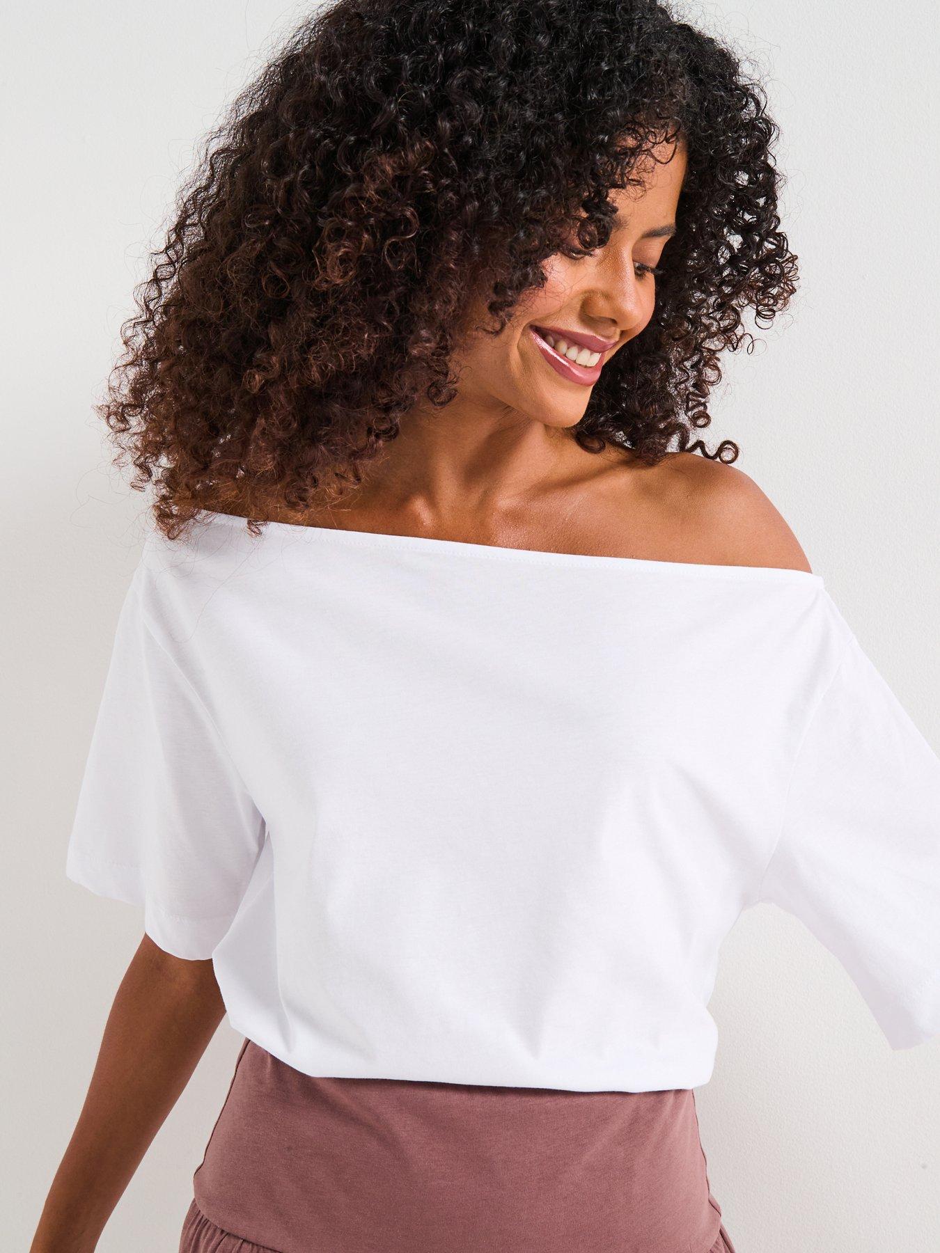 Image 6 of 6 of V by Very Off The Shoulder Top Co-ord - White