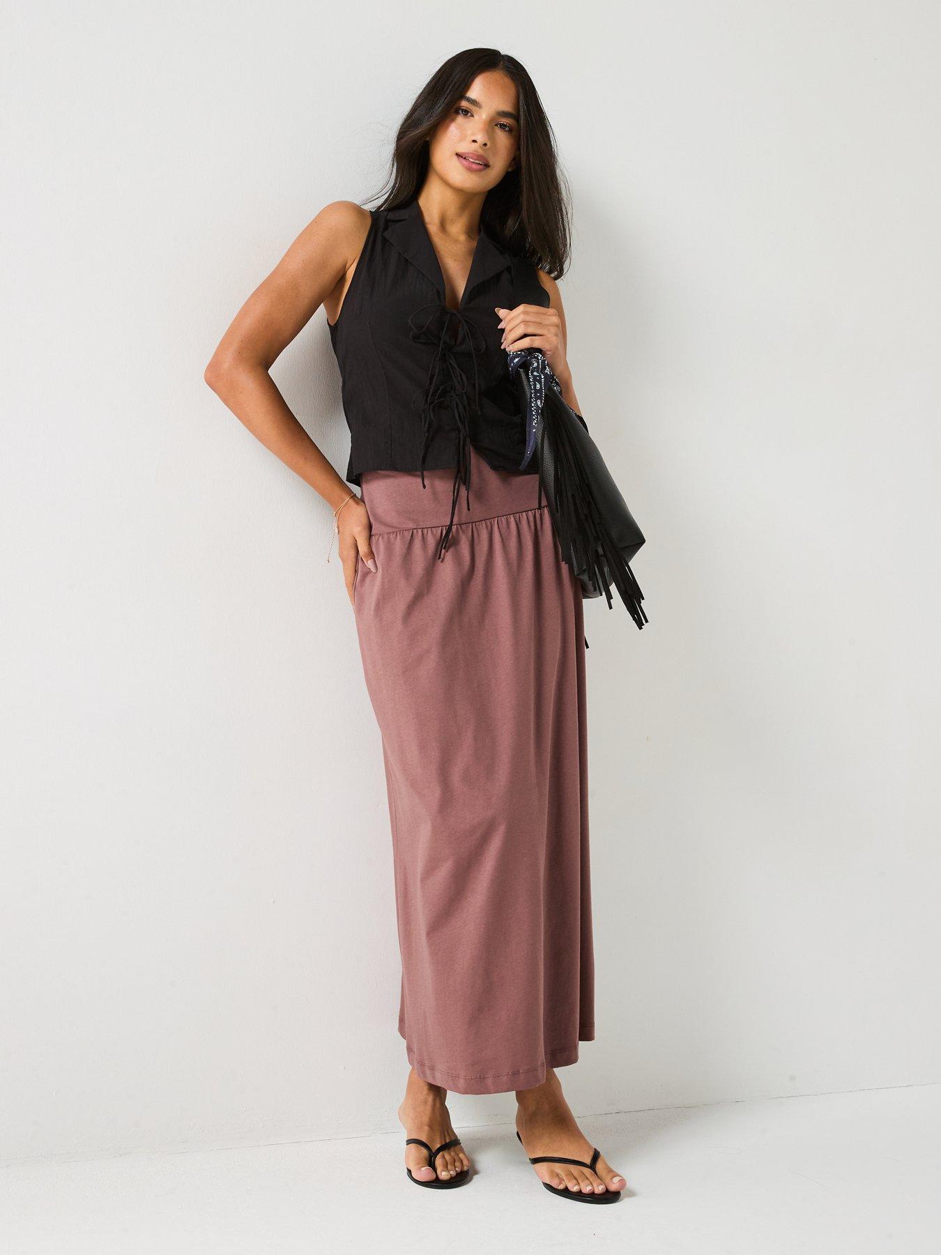 Image 5 of 5 of V by Very Waist Detail Skirt Co-ord - Mink