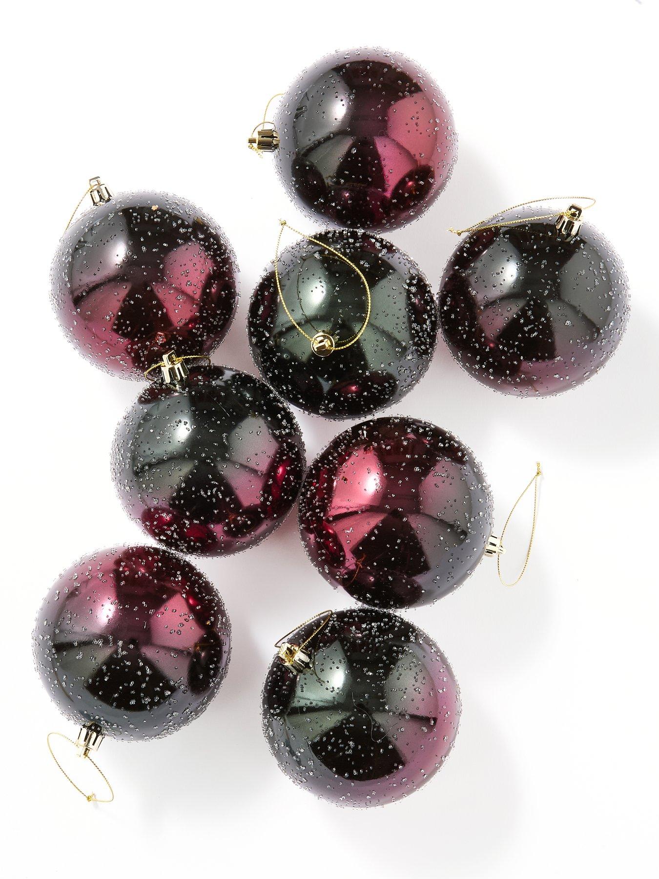 Image 2 of 3 of The Very Collection Set of 8 Two-tones Sugared Frosted Plastic Christmas Tree Baubles