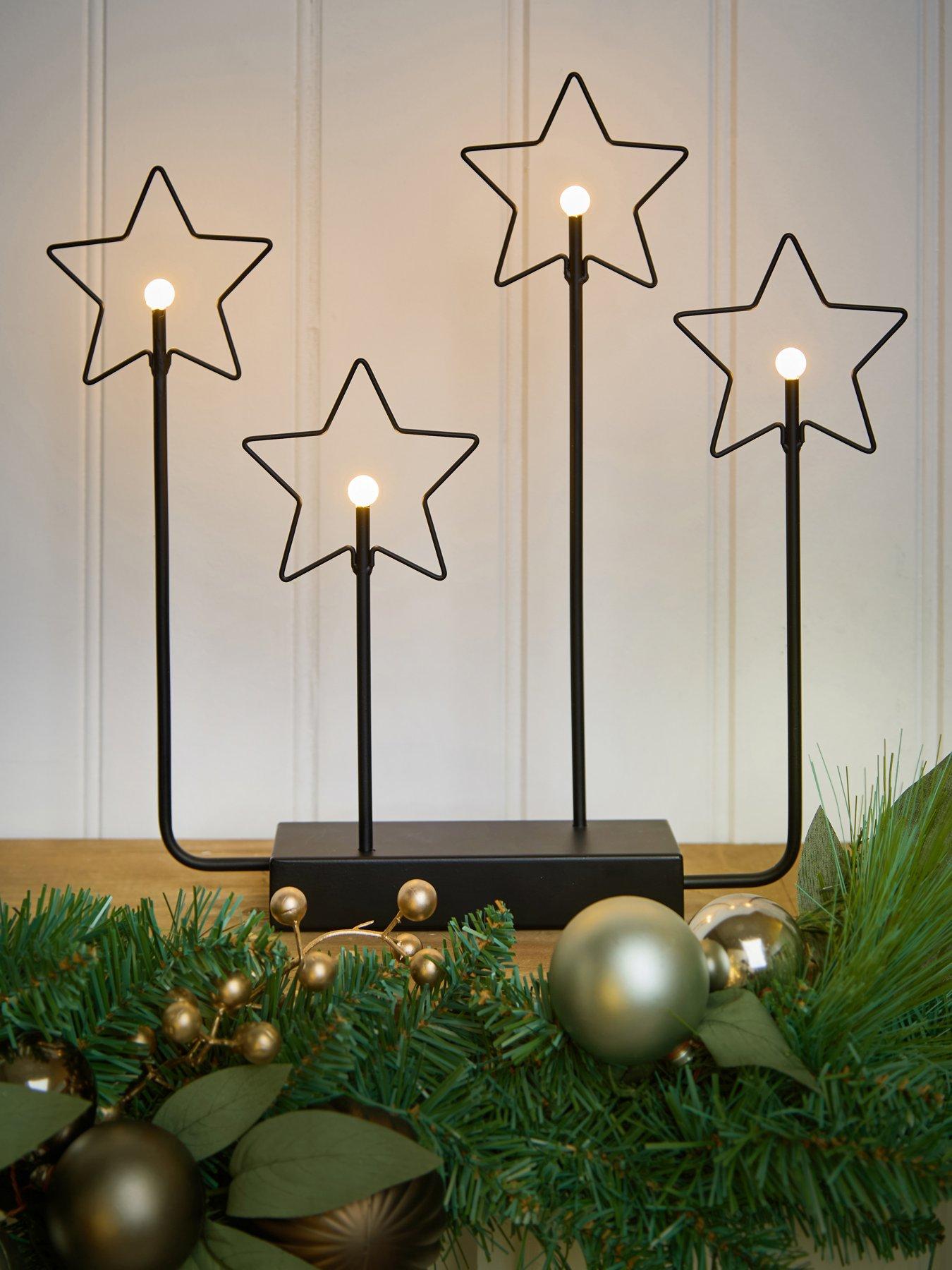 undefined Black Metal Star Candle Lights Christmas Decorations