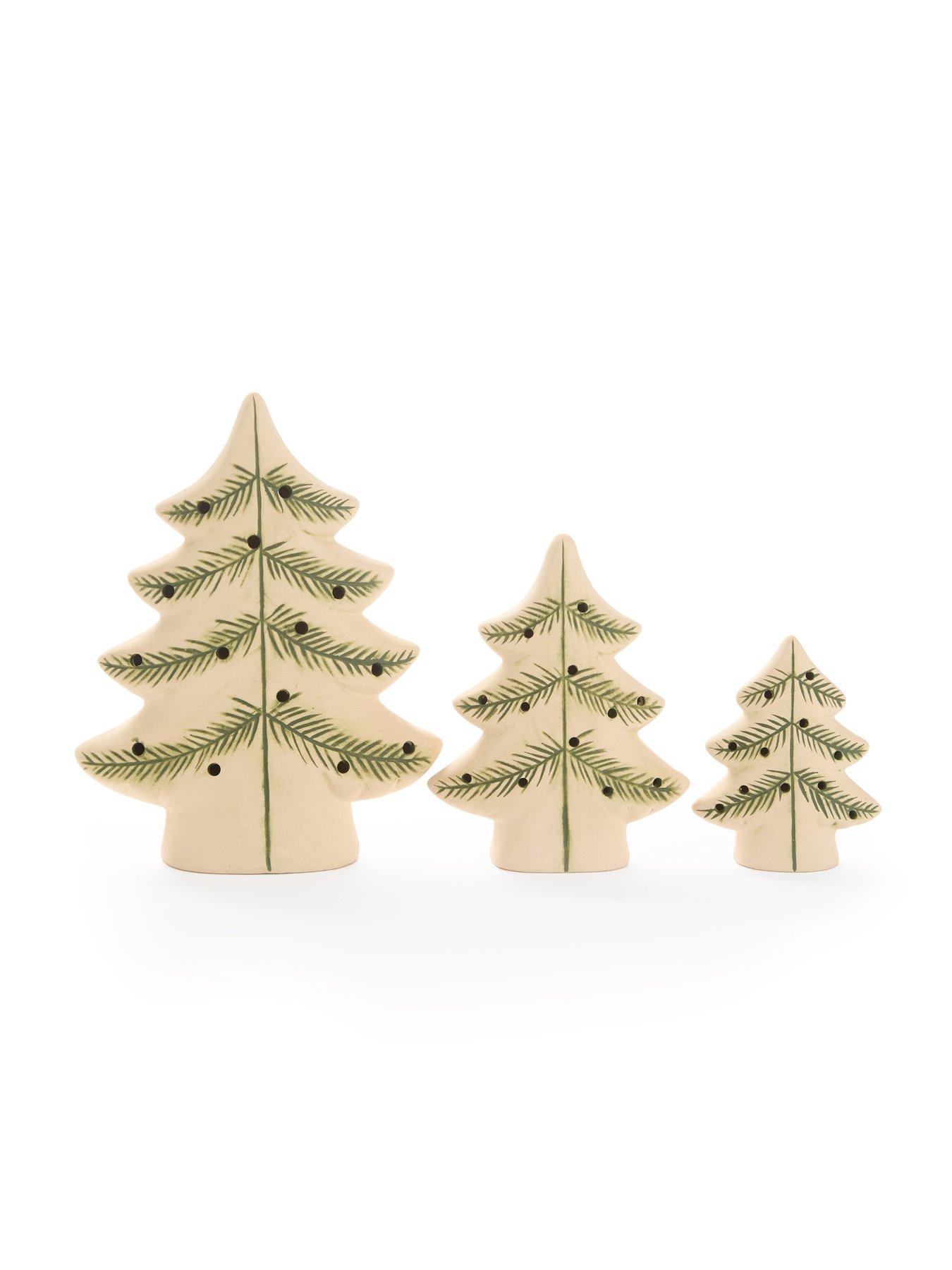 Image 2 of 4 of Very Home Set of 3 Stoneware Light Up Christmas Trees