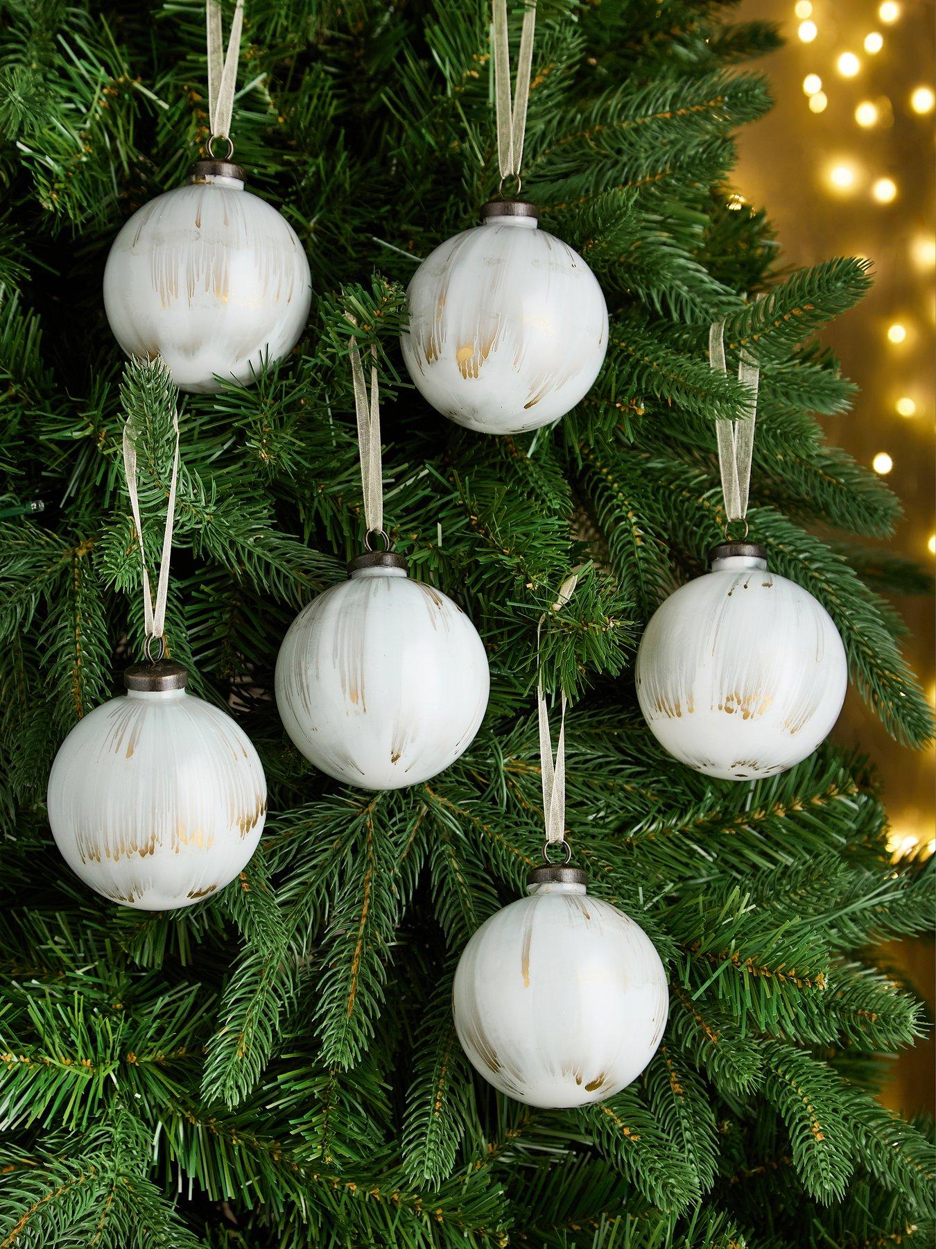 undefined Set of 6 Marble Glass Christmas Tree Baubles