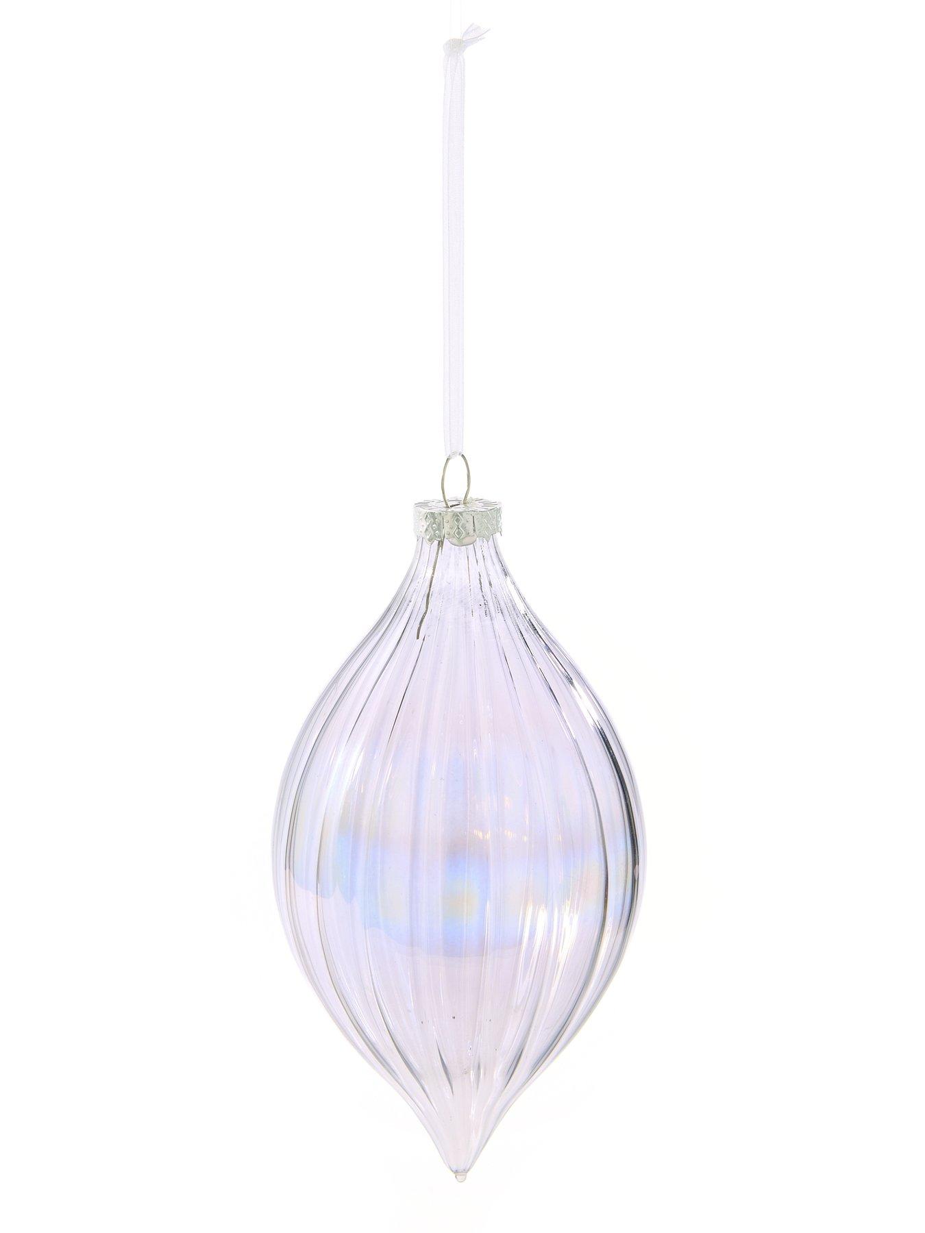 Image 3 of 3 of Very Home Set of 4 Ribbed Glass Teardrop Christmas Tree Baubles