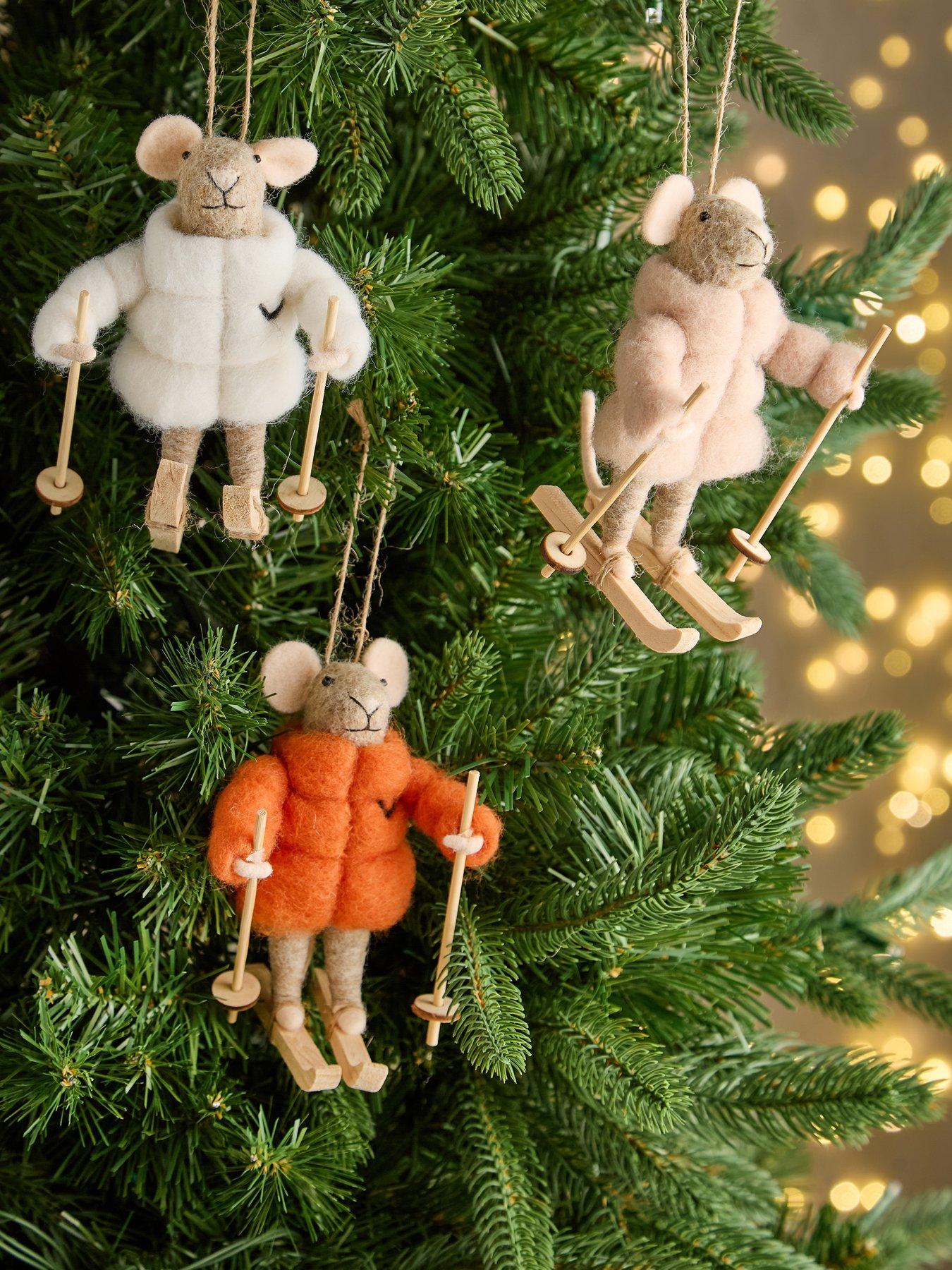 undefined Set of 3 Skiing Mice Christmas Tree Decorations