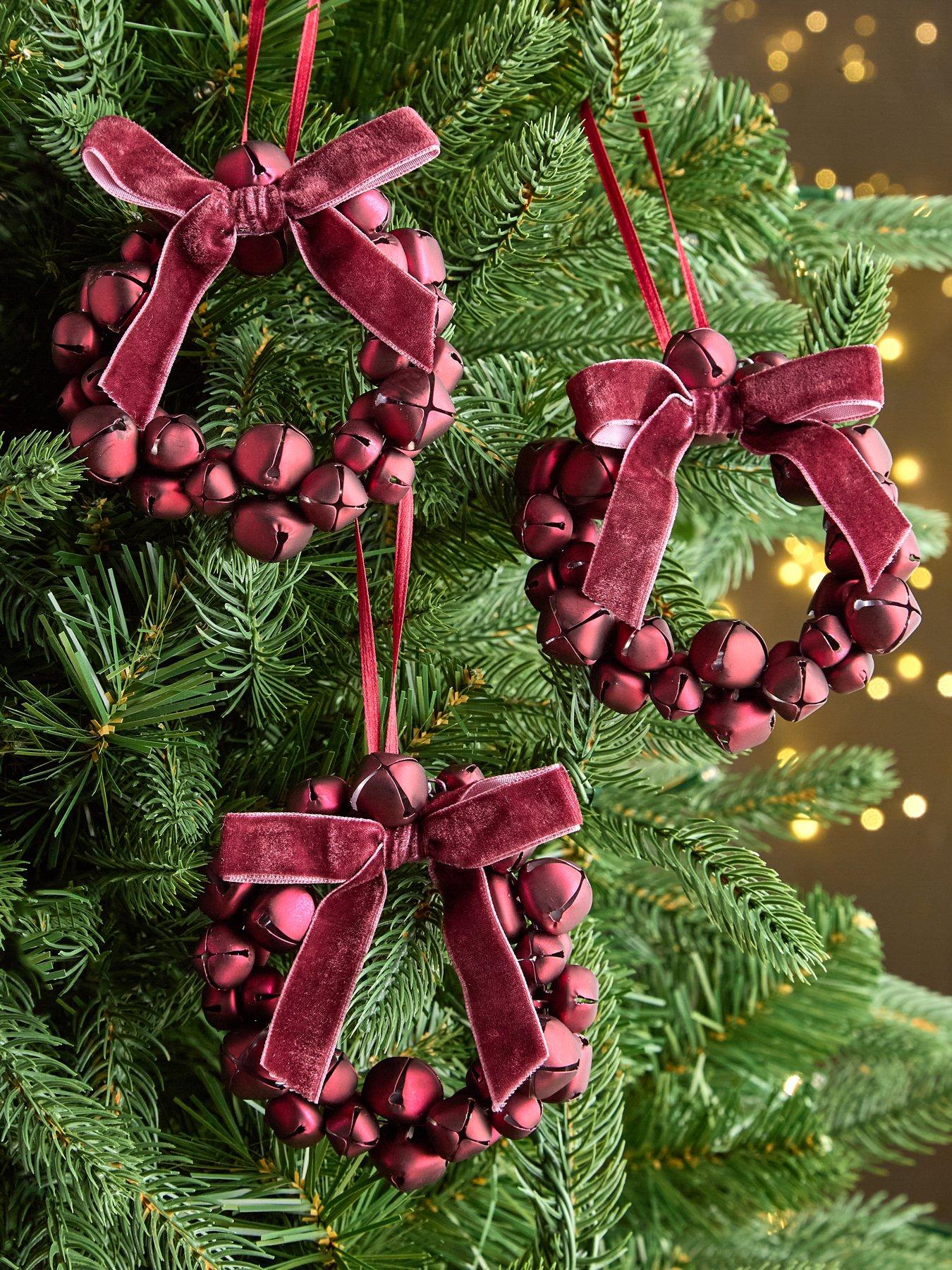 The Very Collection Pack of 3 Bell Wreath Christmas Tree Ornaments