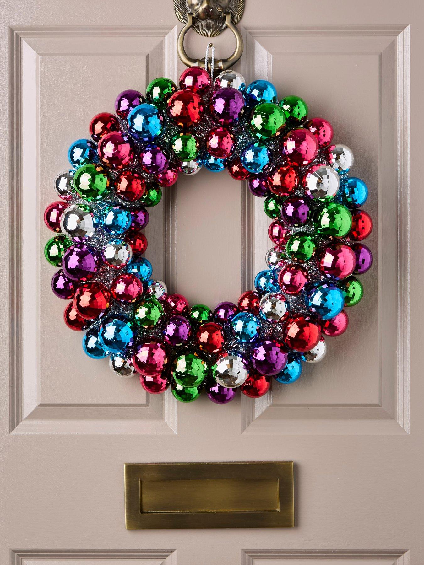 undefined Bright Coloured Bauble Christmas Wreath - 50 cm