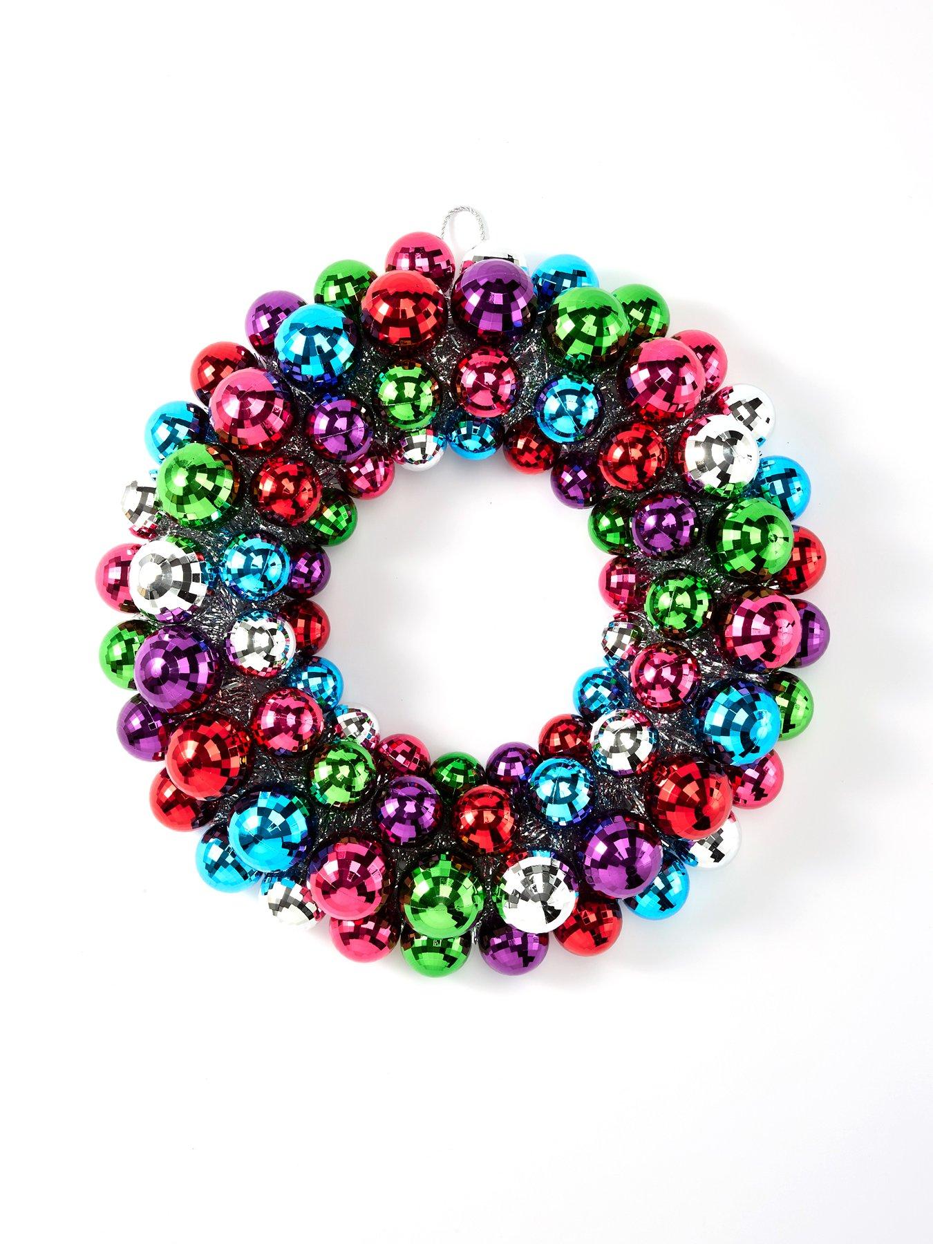 Image 2 of 4 of Very Home Bright Coloured Bauble Christmas Wreath - 50 cm