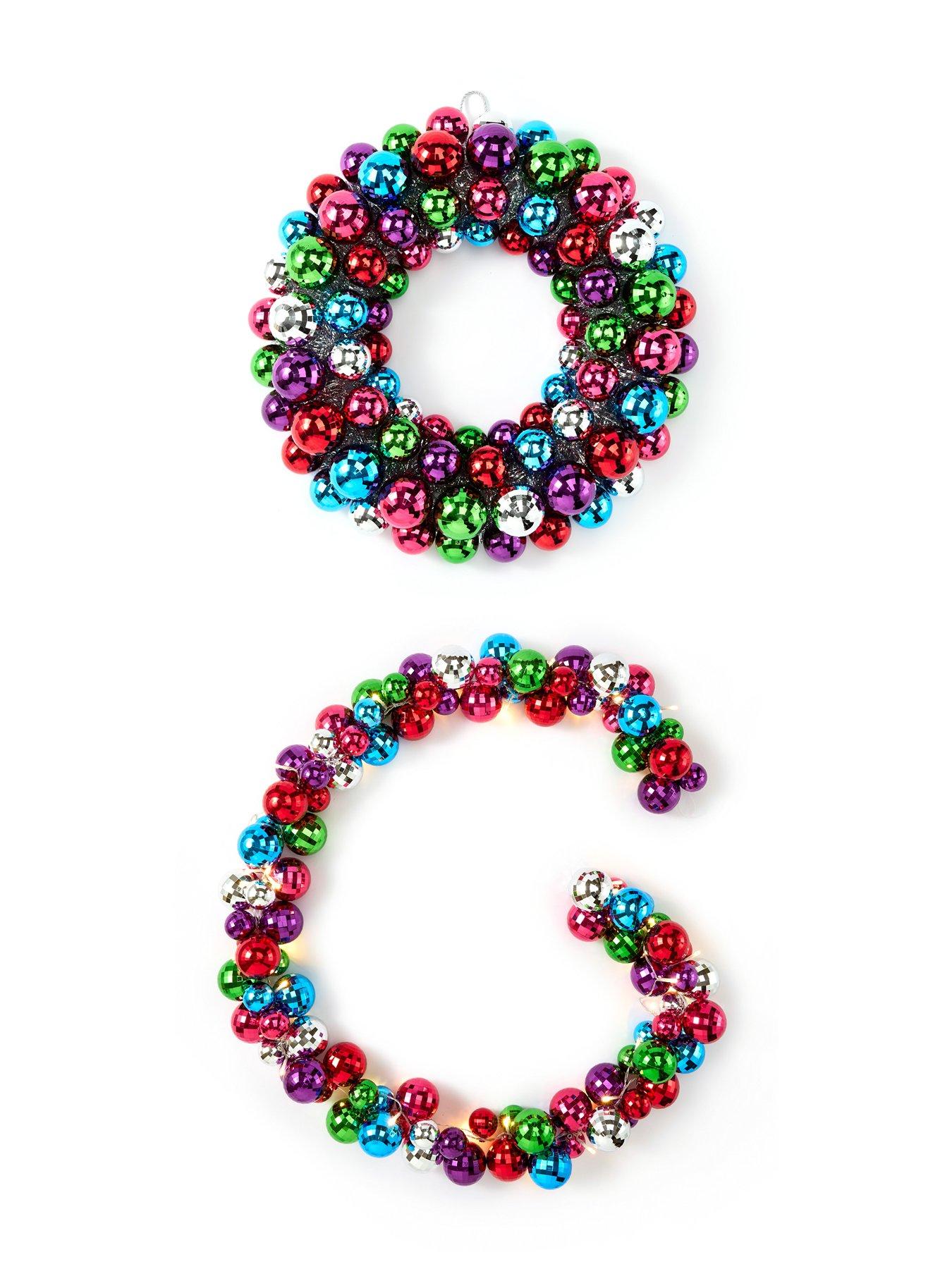 Image 4 of 4 of Very Home Bright Coloured Bauble Christmas Wreath - 50 cm
