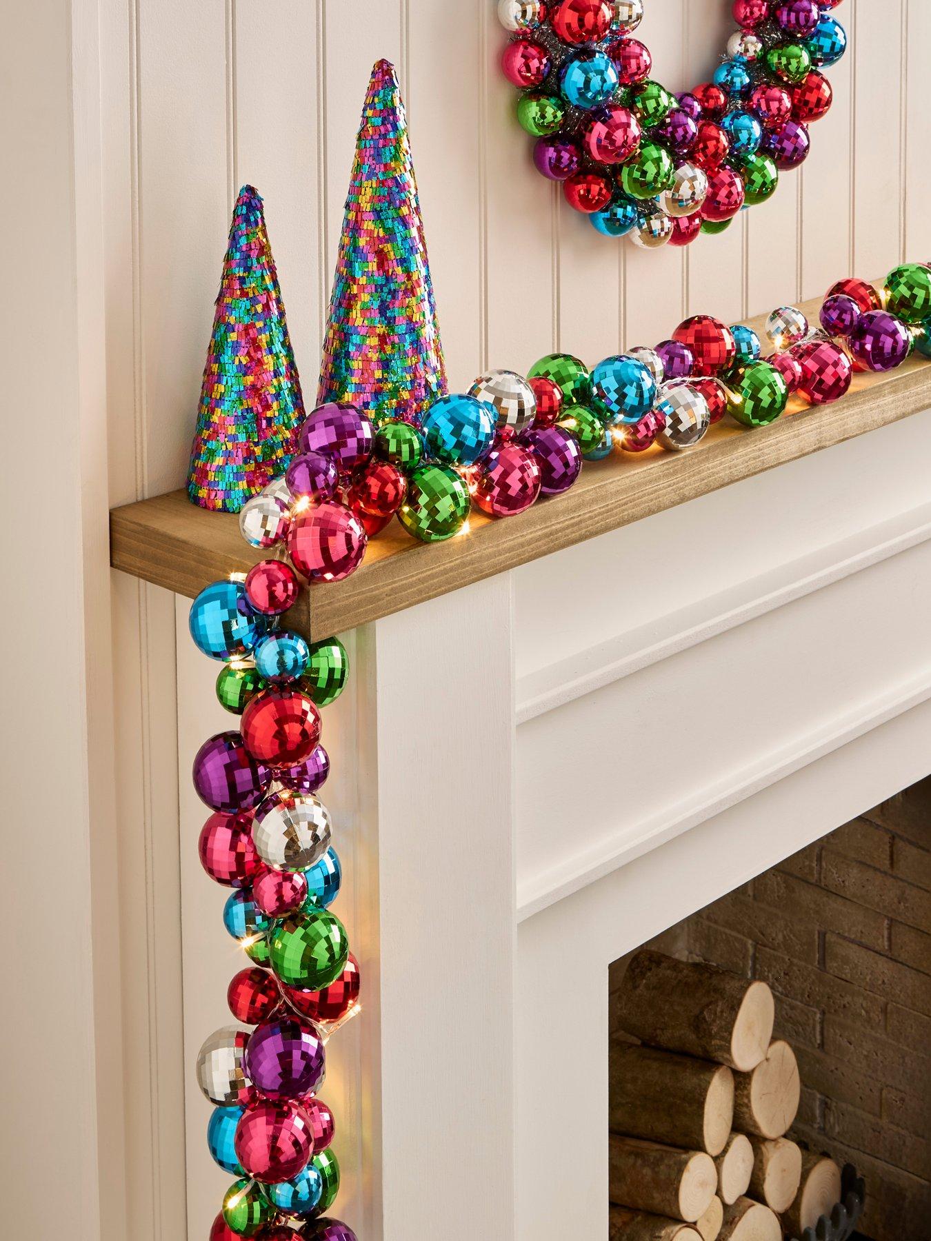 undefined Bright Coloured Pre- Lit Bauble Christmas Garland - 6ft