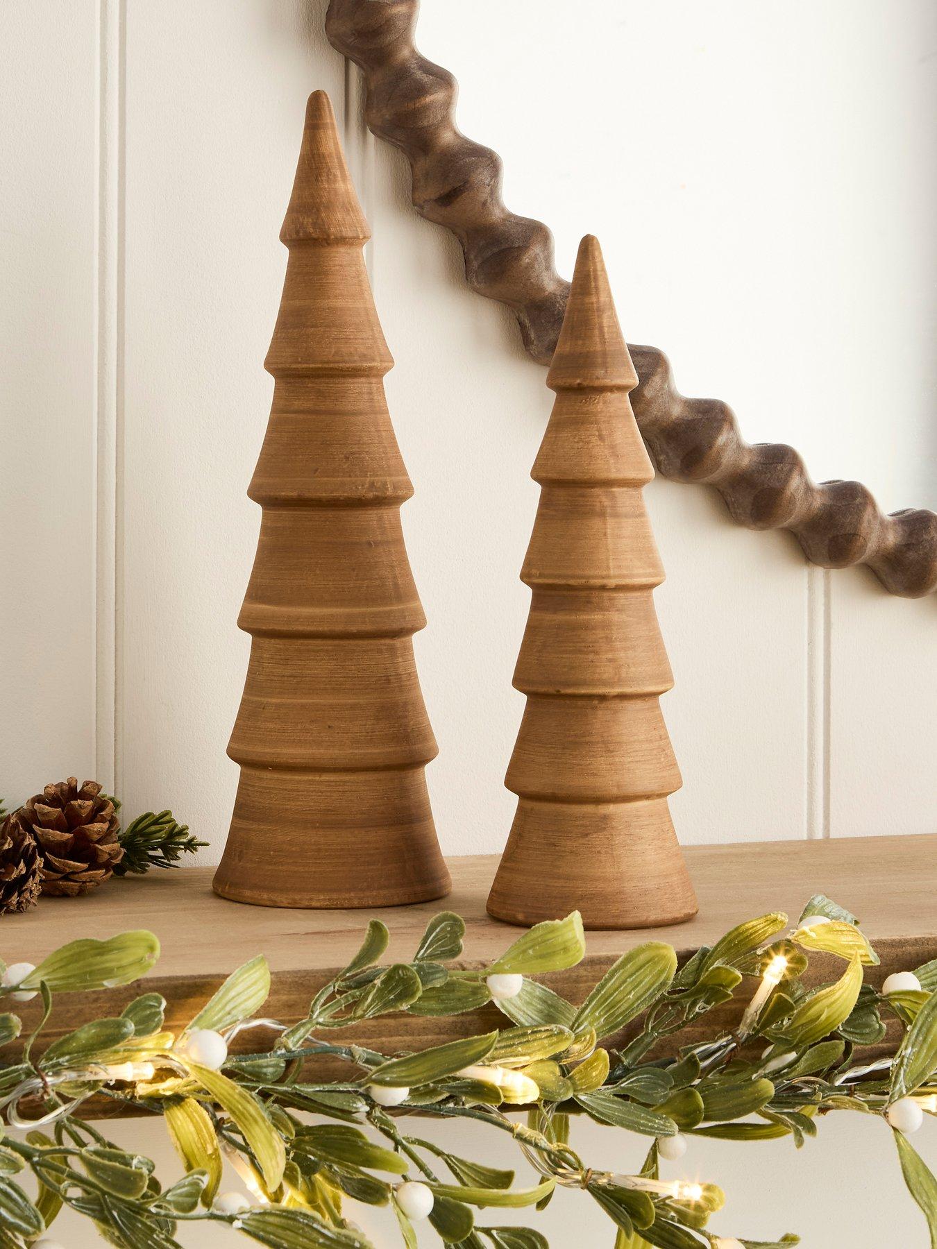 undefined Set of 2 Stoneware Christmas Tree Ornaments