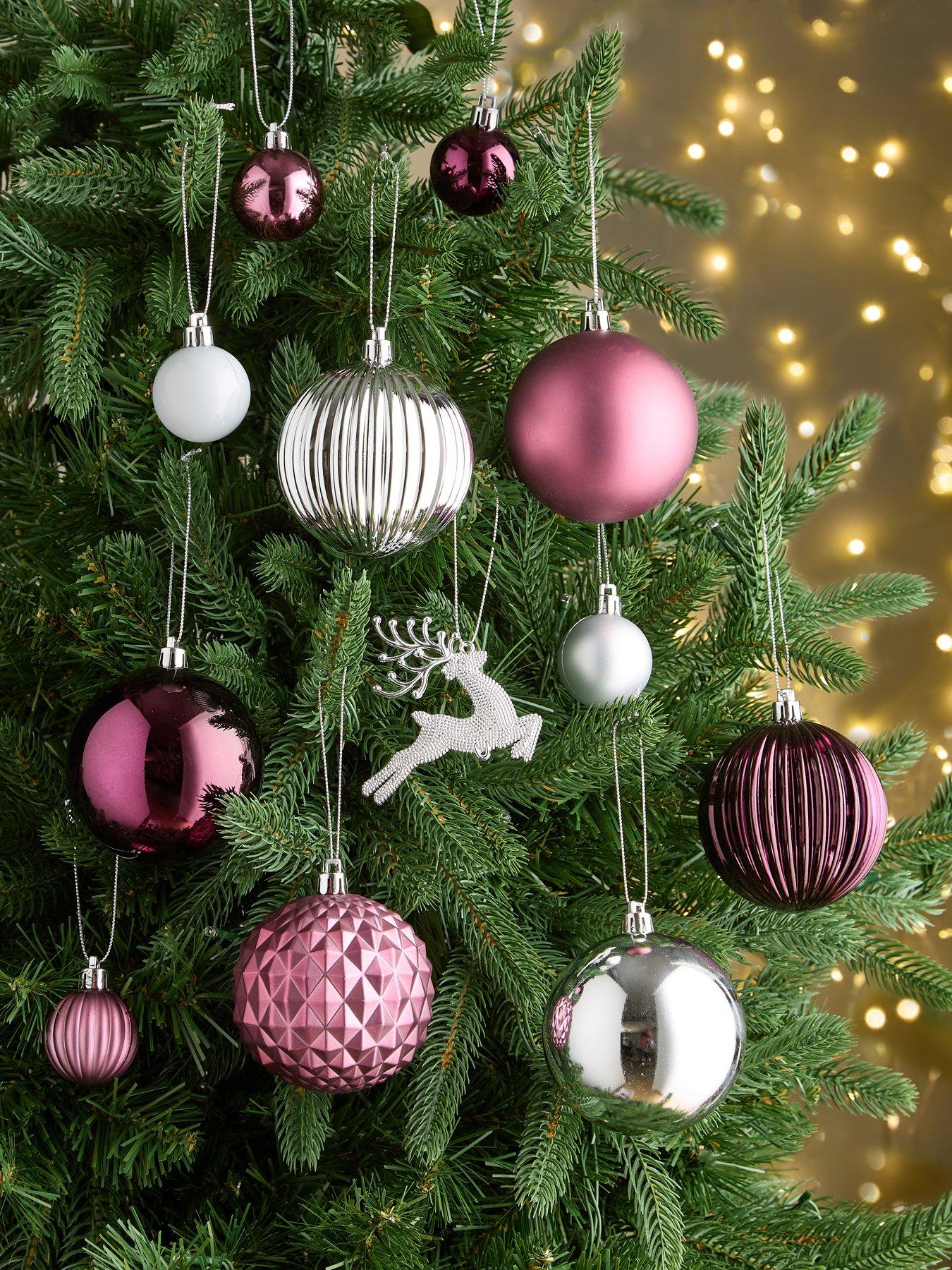 undefined Bumper Pack of 50 Pink and Silver Christmas Tree Decorations