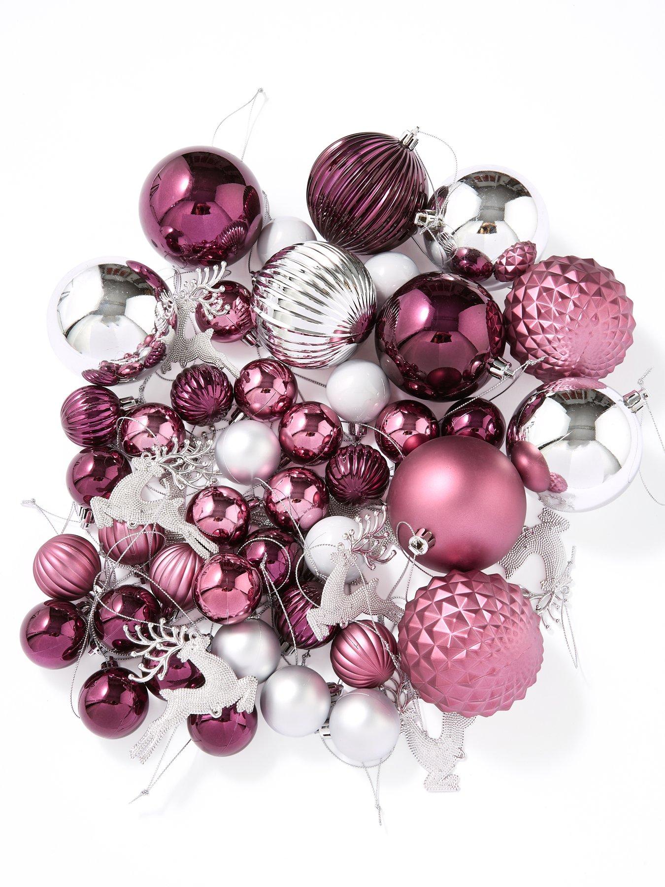 Image 2 of 3 of Very Home Bumper Pack of 50 Pink and Silver Christmas&nbsp;Tree Decorations