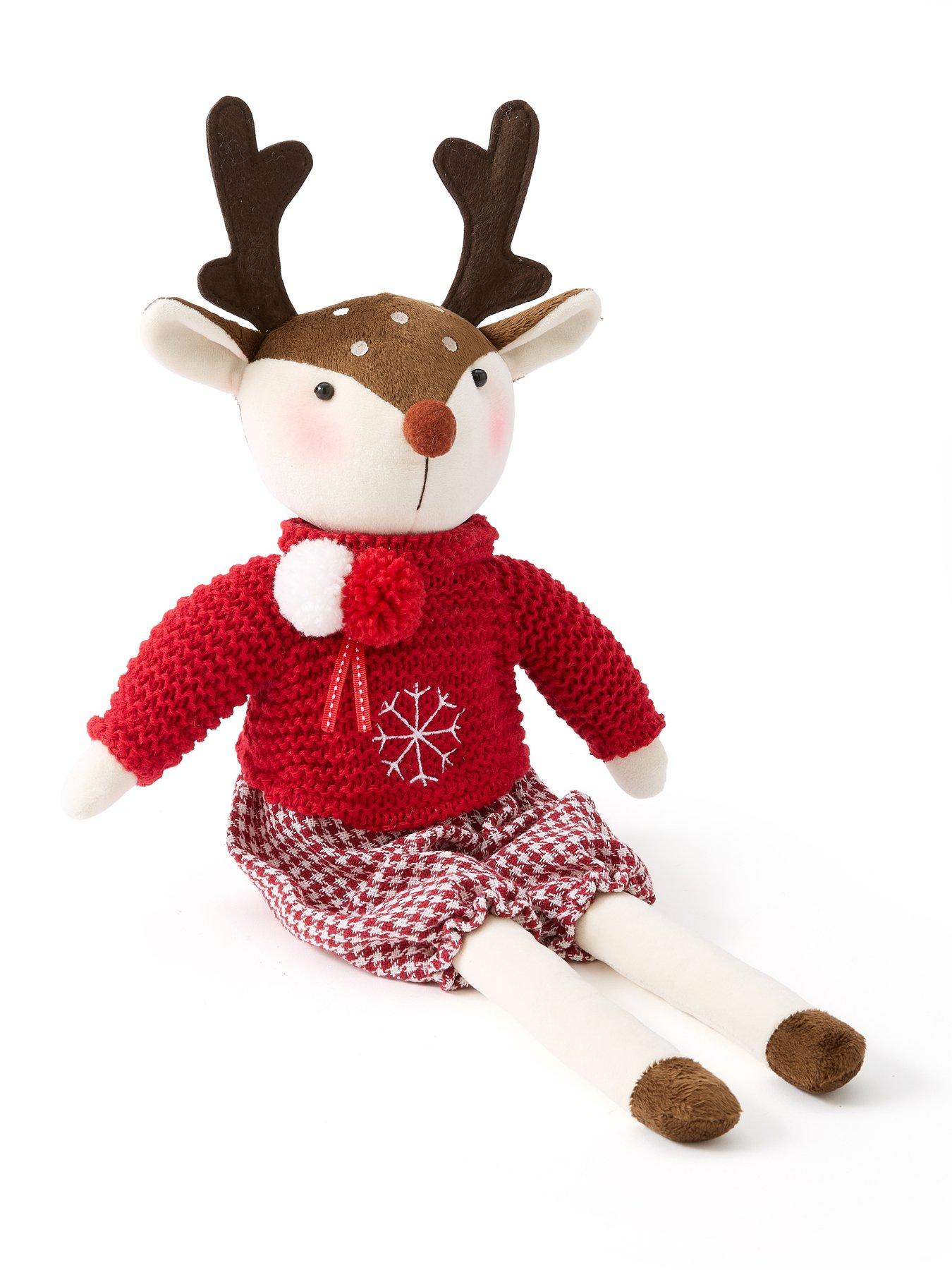Image 4 of 7 of Very Home Set of 2 Plush Reindeer Christmas Decorations