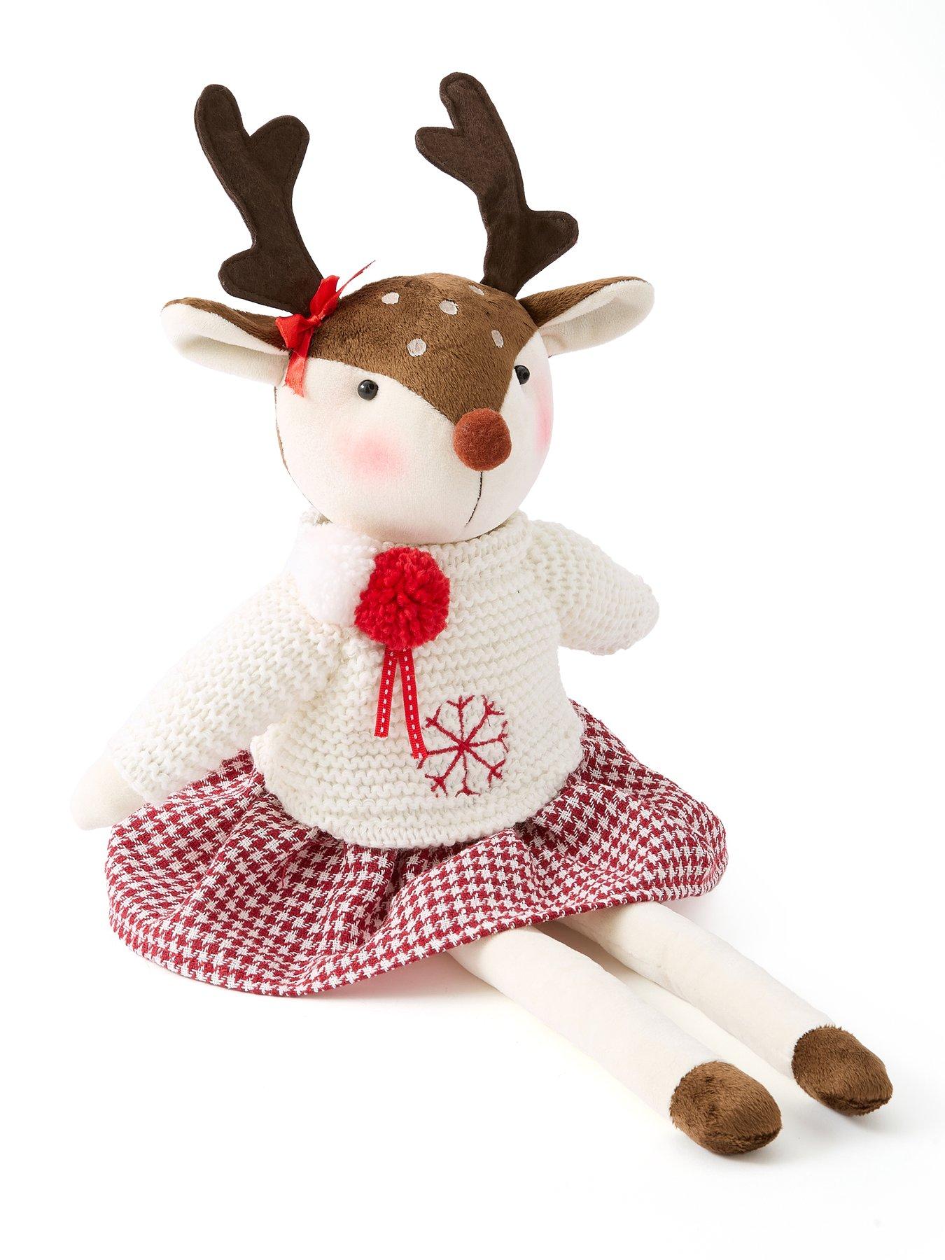 Image 5 of 7 of Very Home Set of 2 Plush Reindeer Christmas Decorations