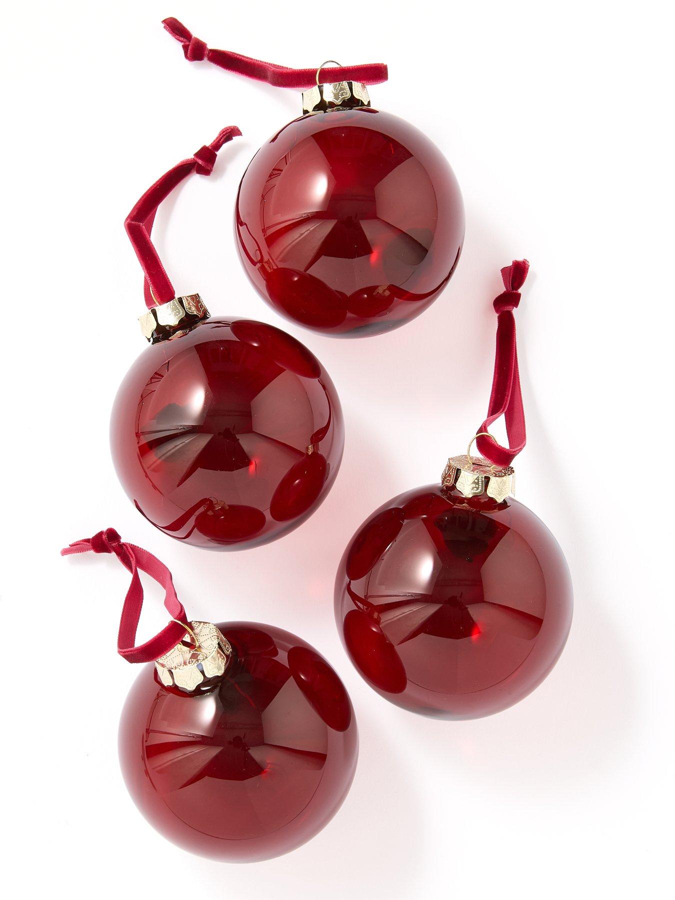Image 2 of 3 of Very Home Set of 4 Dark Red Glass Christmas&nbsp;Baubles