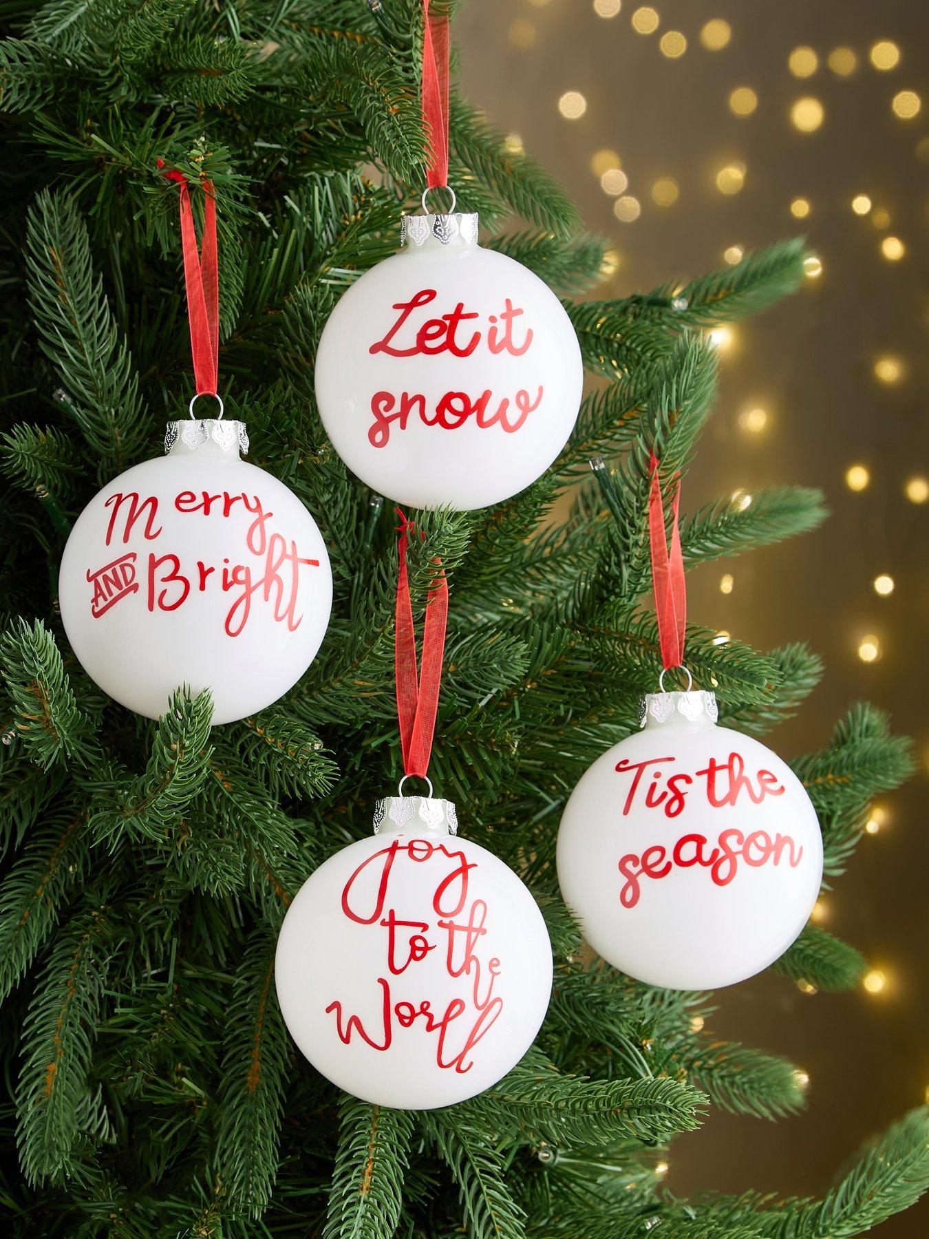 undefined Set of 4 Message Glass Christmas Baubles