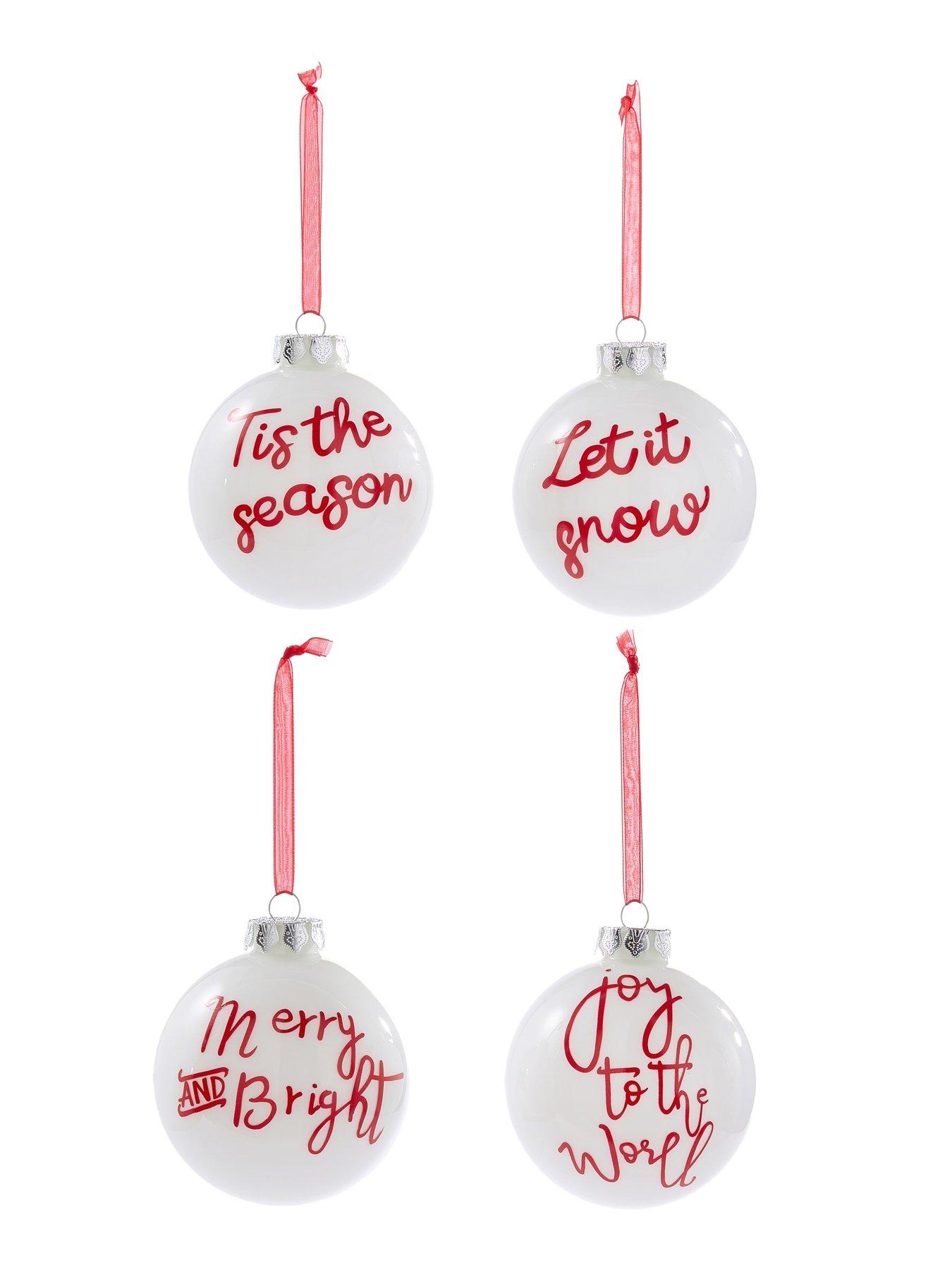 Image 3 of 3 of Very Home Set of 4 Message&nbsp;Glass Christmas&nbsp;Baubles