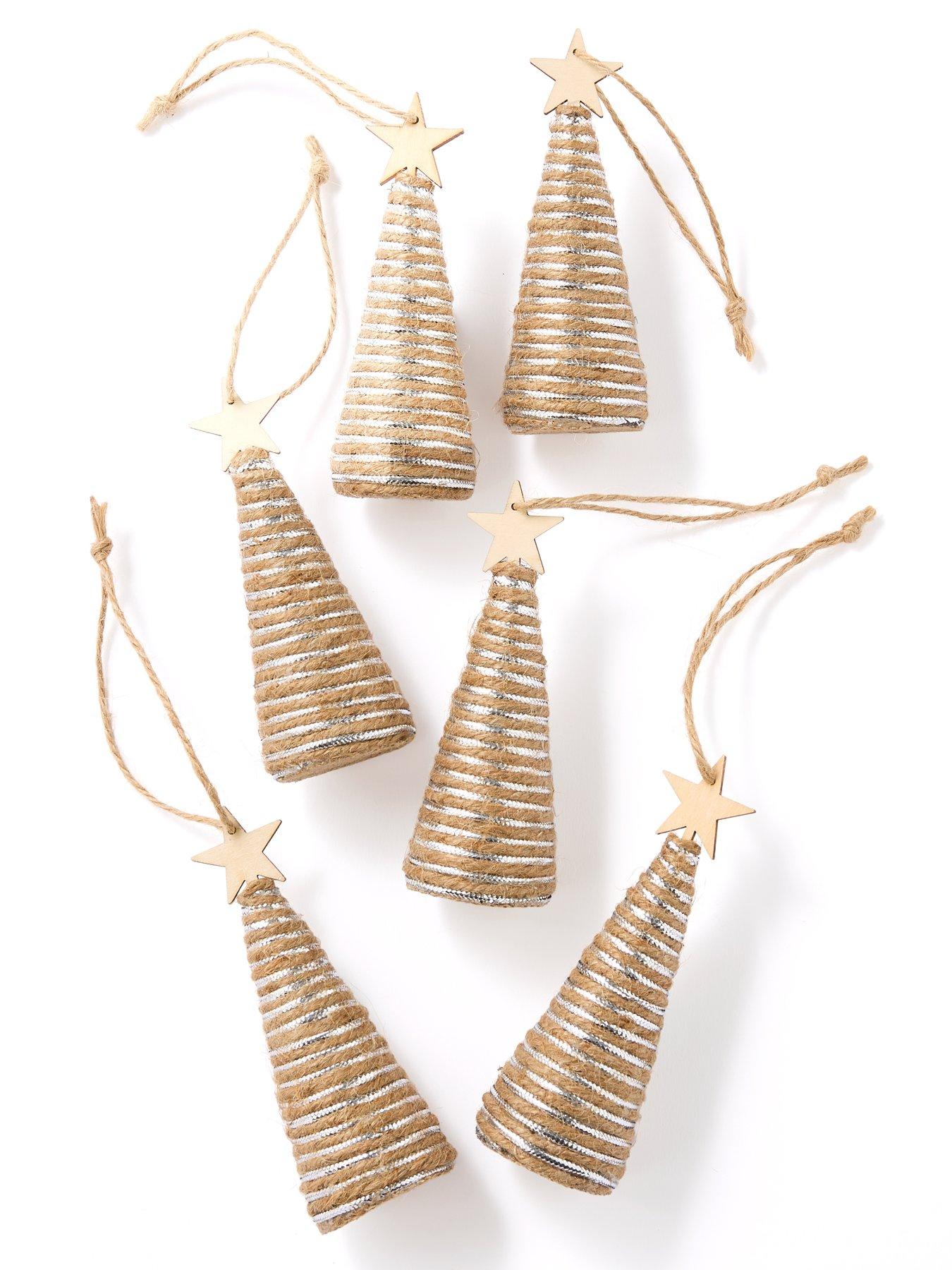 Image 2 of 3 of Very Home Set of 6 Jute Tree Hanging Christmas&nbsp;Decorations